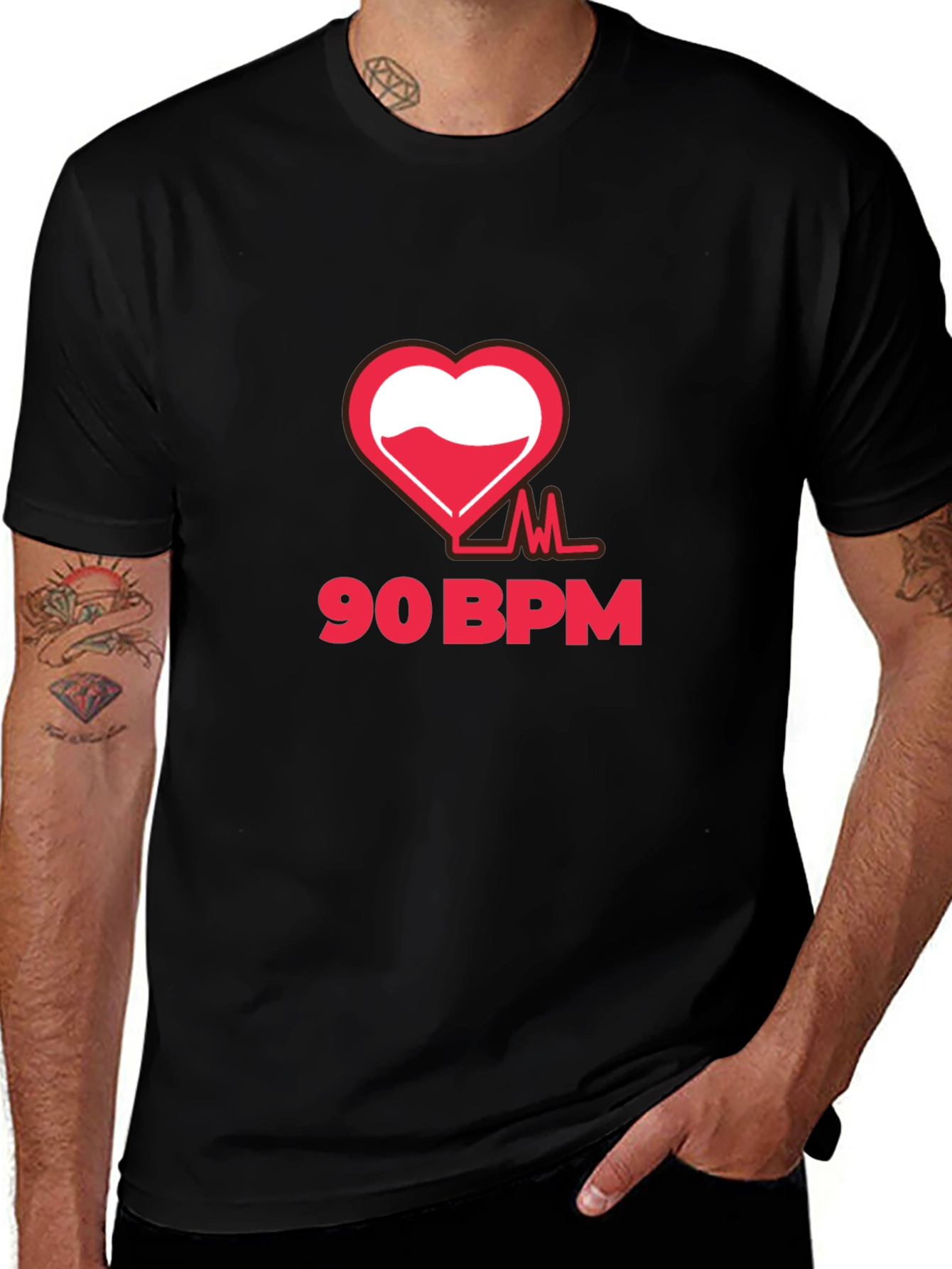 Variant 29 of 90 BPM Heartbeat Graphic T-Shirt - Black