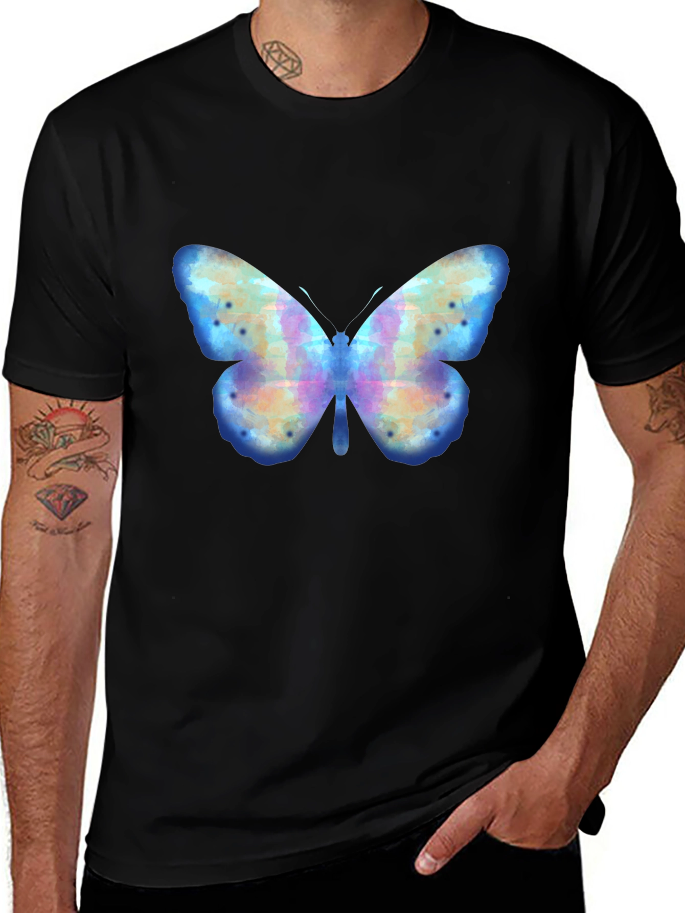 Variant 16 of Butterfly Graphic Tee - Soft Cotton Black T-Shirt