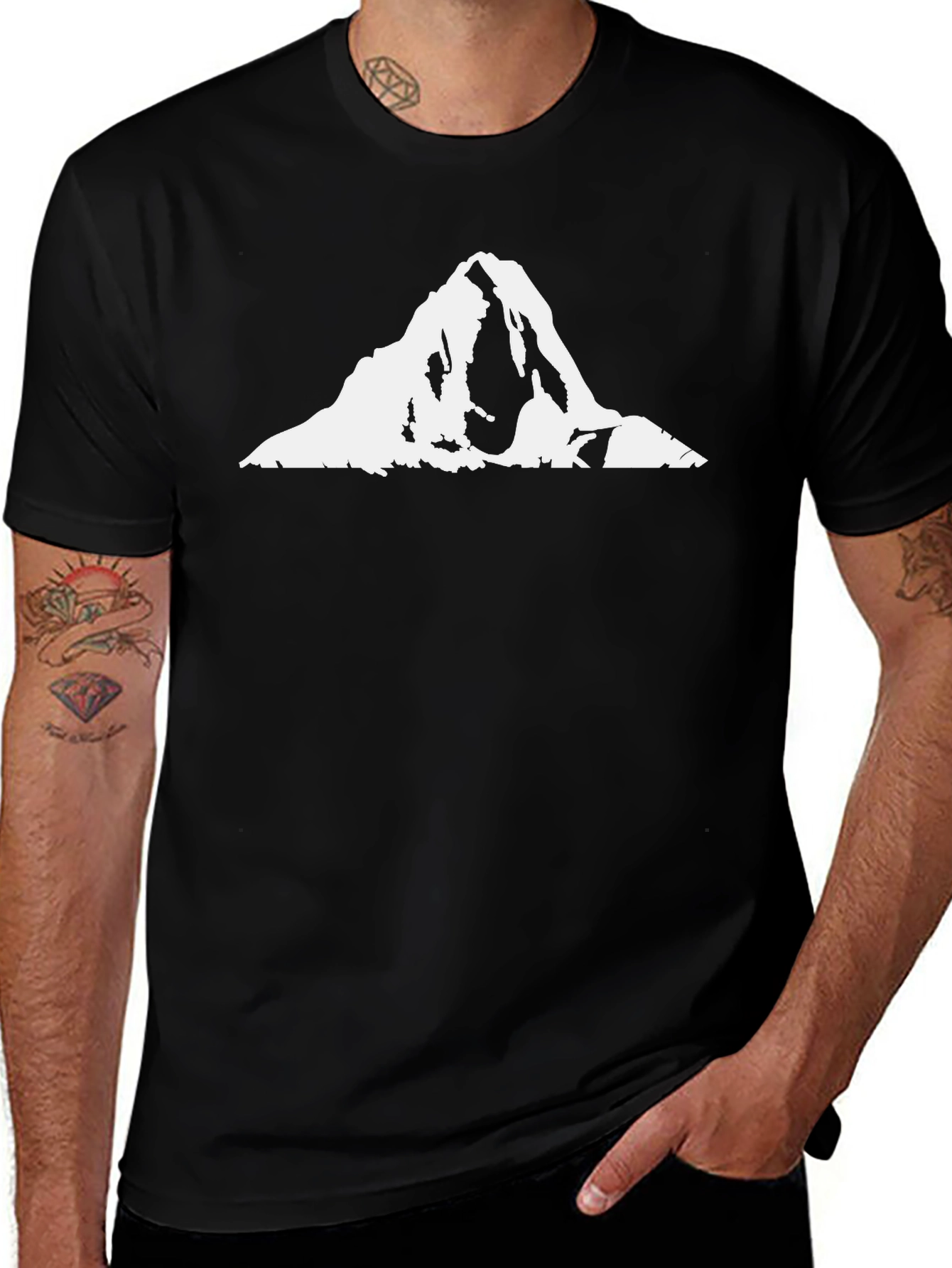 Variant 27 of Mountain Peak Graphic Tee - Black Cotton T-Shirt