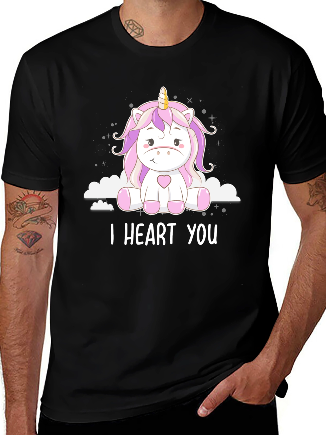 Variant 18 of Cute Unicorn 'I Heart You' Graphic T-Shirt