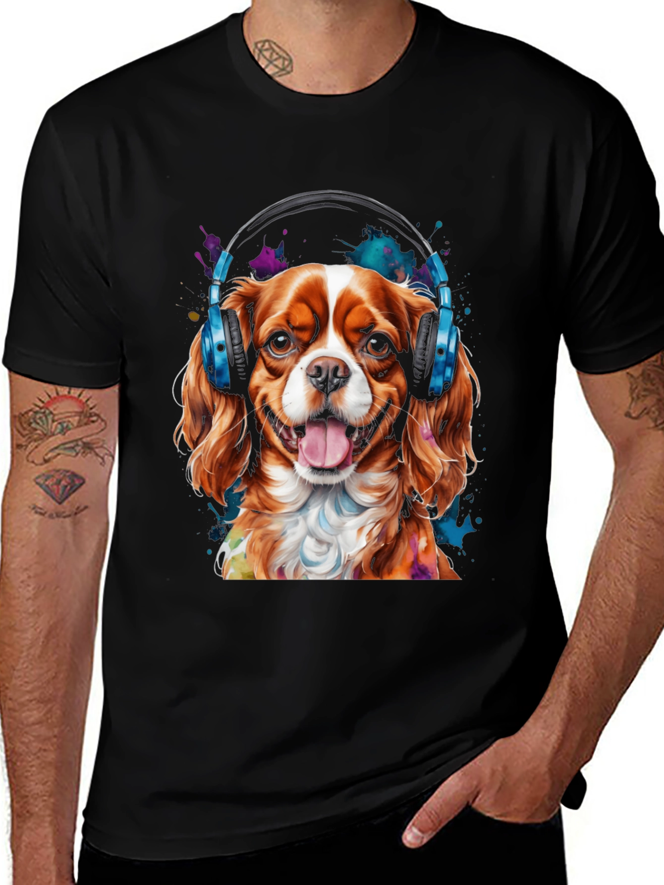 Variant 2 of Dog with Headphones Graphic Tee