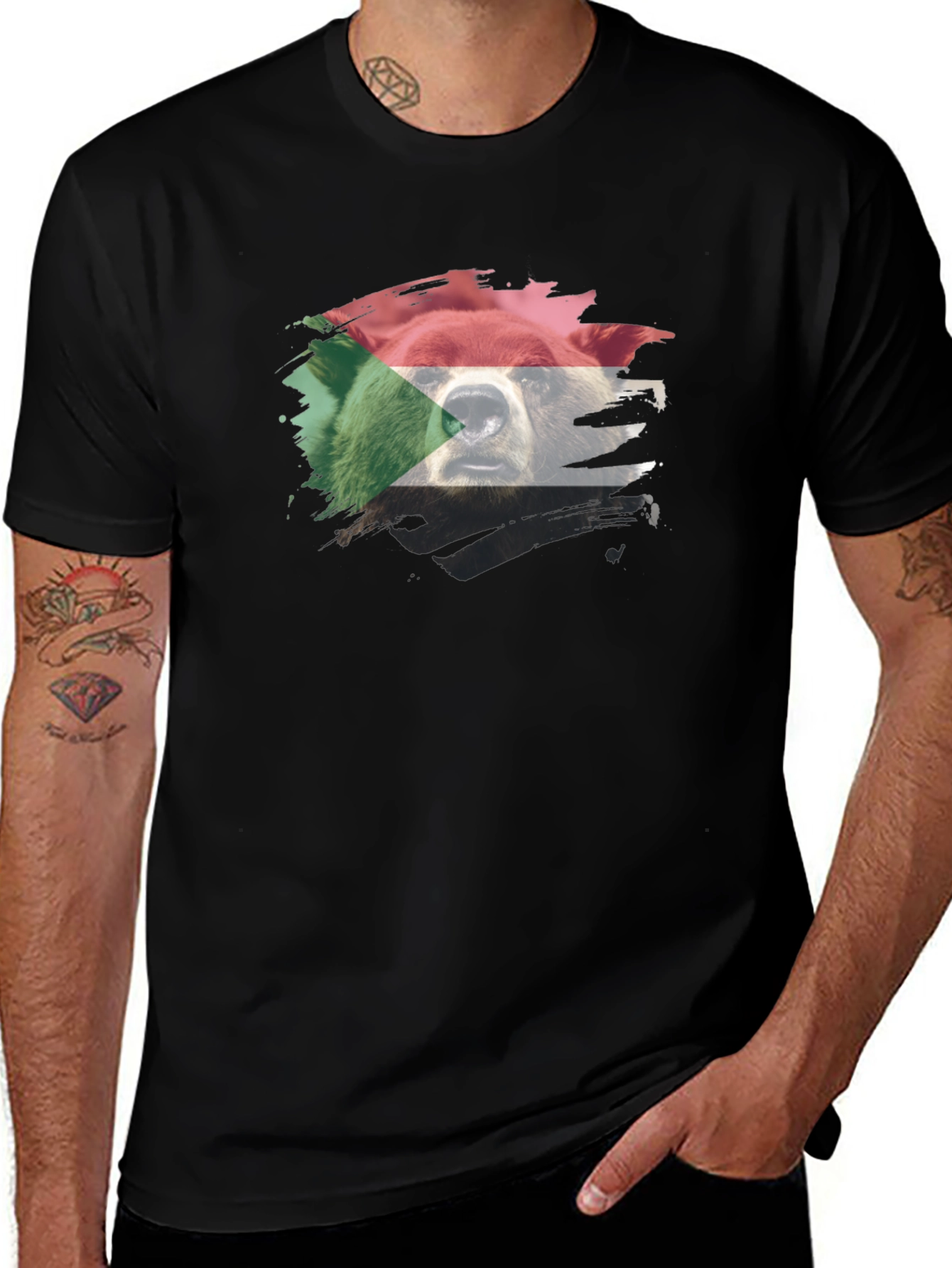 Sudan Bear Flag Black T-Shirt