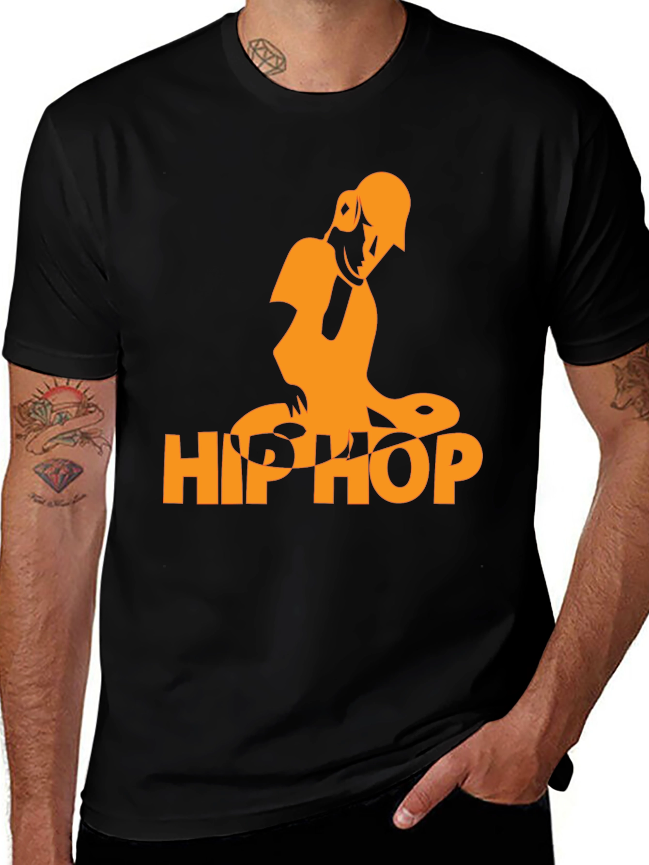 Variant 29 of Hip Hop Graphic T-Shirt - Black Cotton Blend
