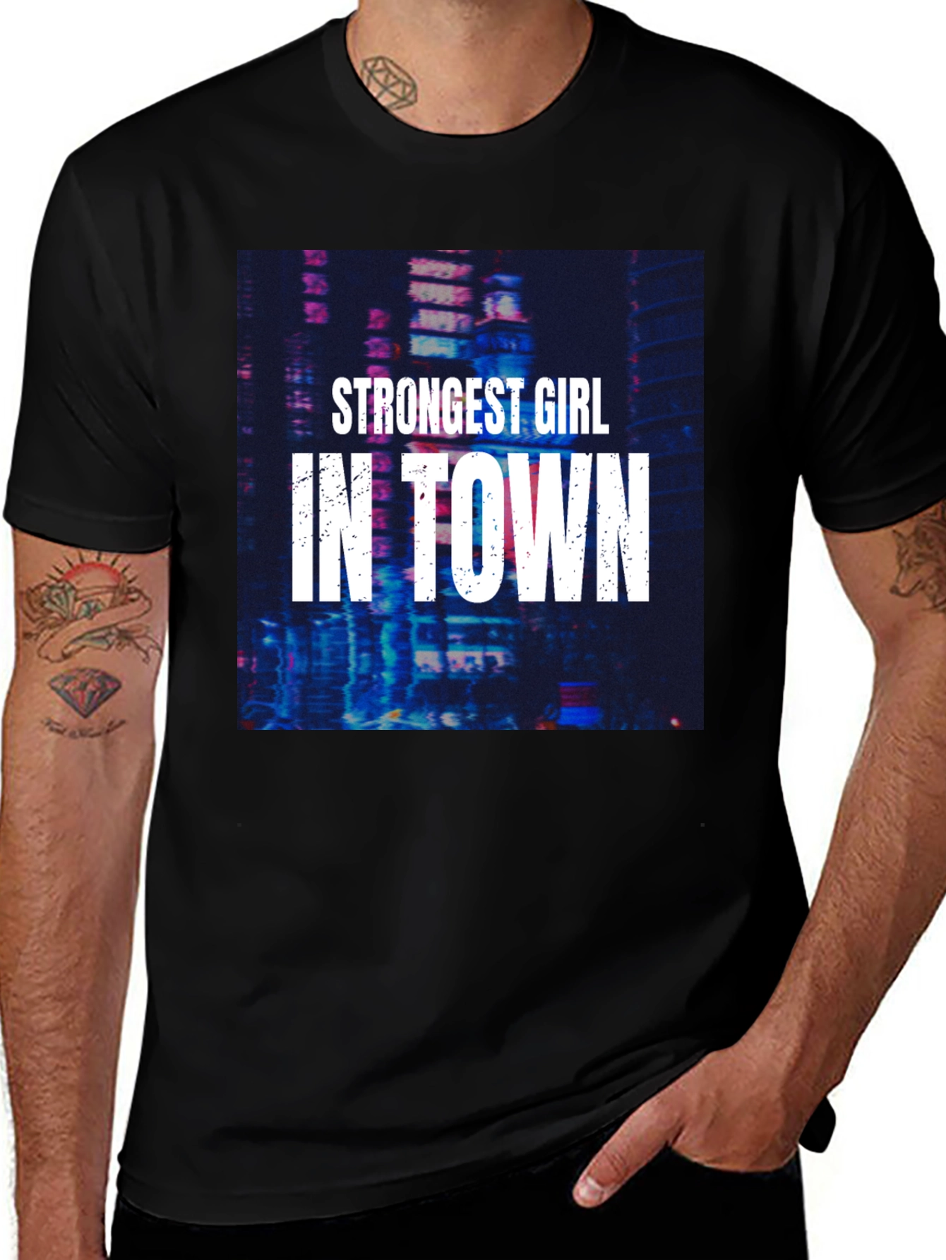 Variant 23 of Strongest Girl in Town Graphic Tee - Unisex Black T-Shirt