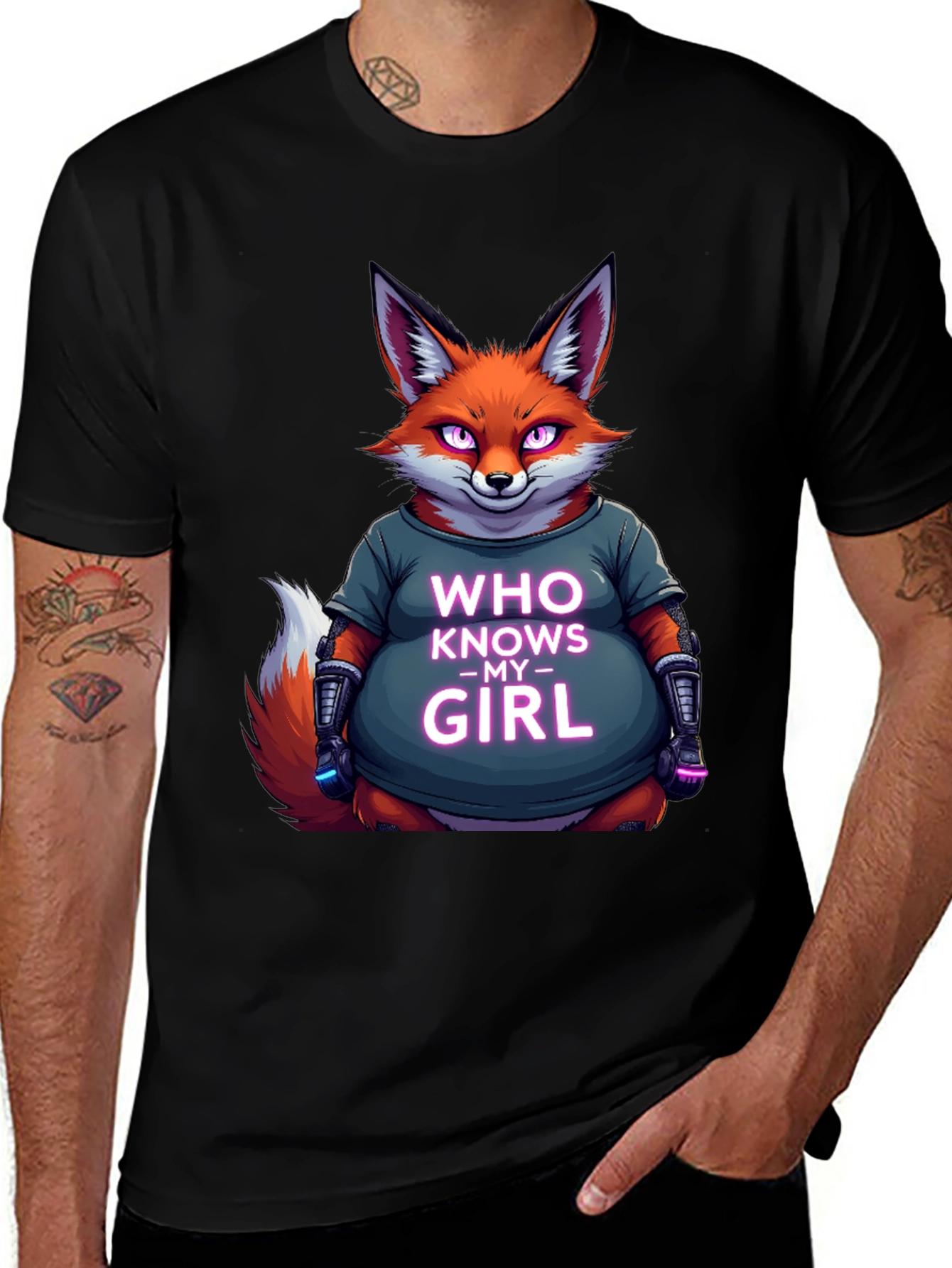 Variant 8 of Fox Graphic T-Shirt - Who Knows My Girl Design