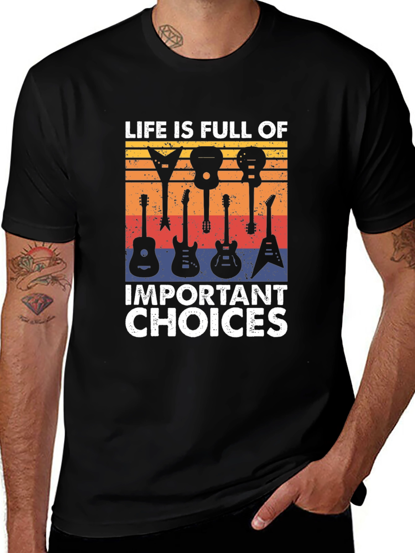 Variant 4 of Guitar Choices T-Shirt: Life's Full of Important Choices!