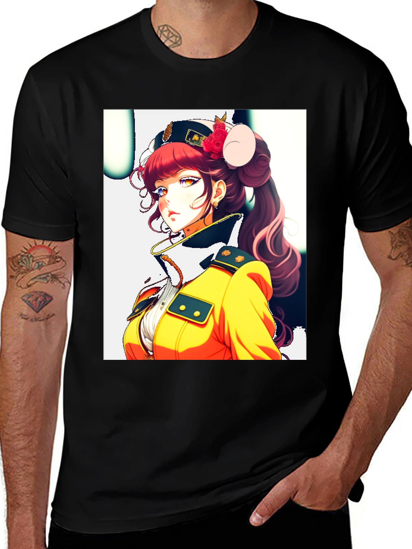 Variant 6 of Anime Character Black T-Shirt