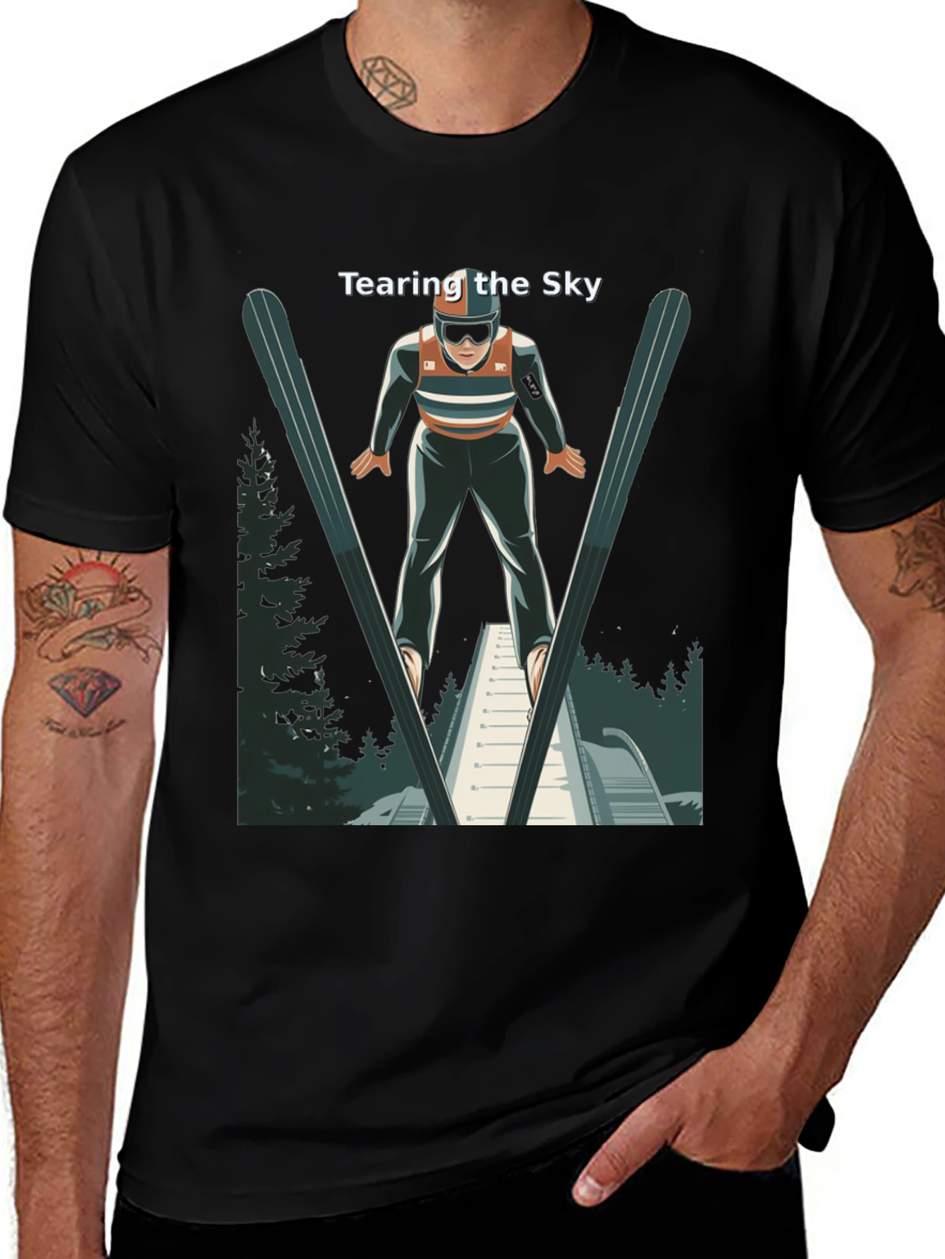 Variant 26 of Ski Jumper Tearing the Sky Graphic Tee