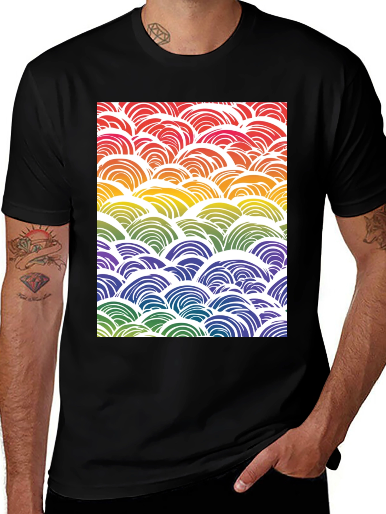 Variant 17 of Rainbow Wave T-Shirt - Stylish Graphic Tee