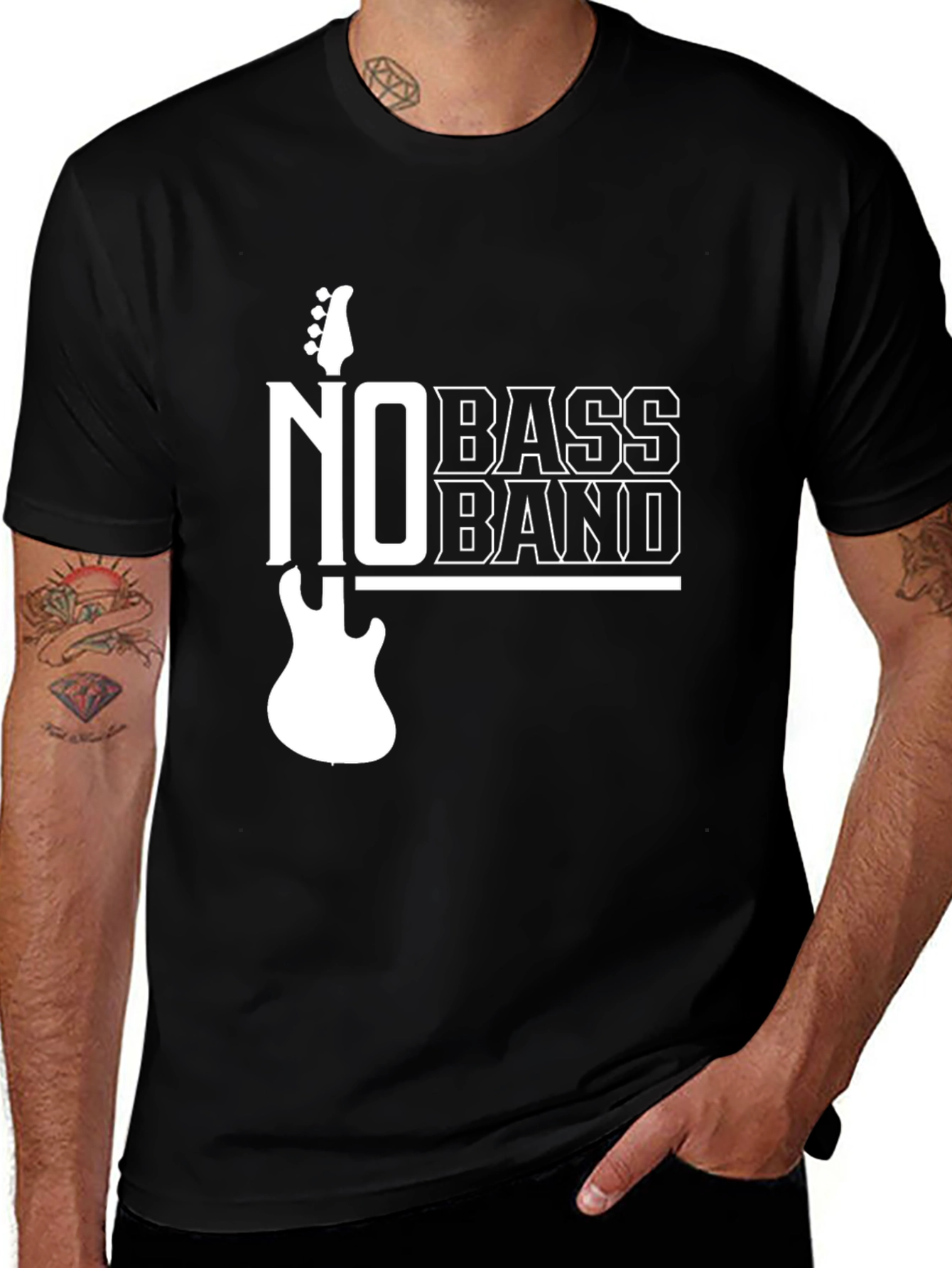 Variant 14 of No Bass Band Graphic T-Shirt - Music Lover Tee