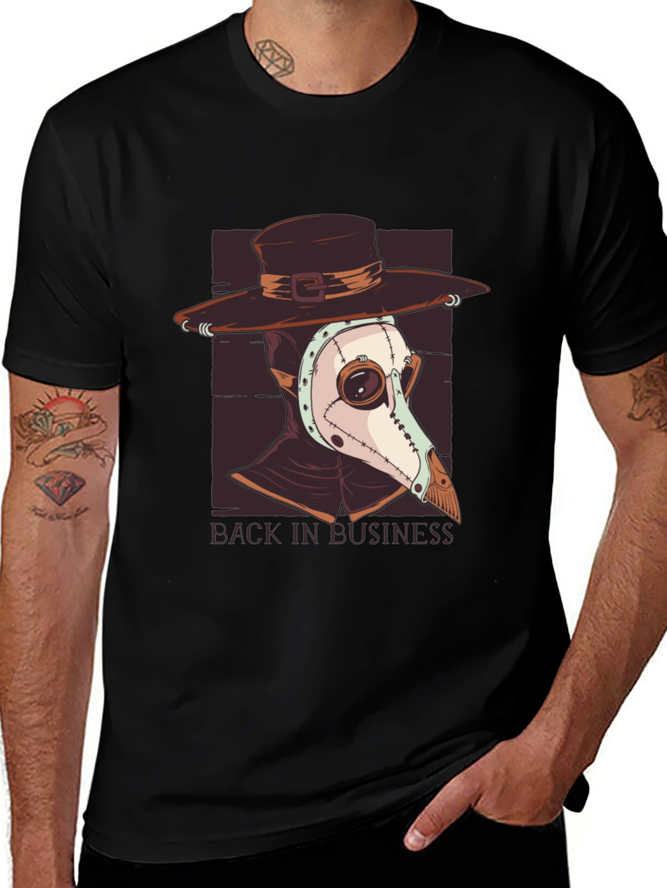 Plague Doctor "Back in Business" Graphic T-Shirt
