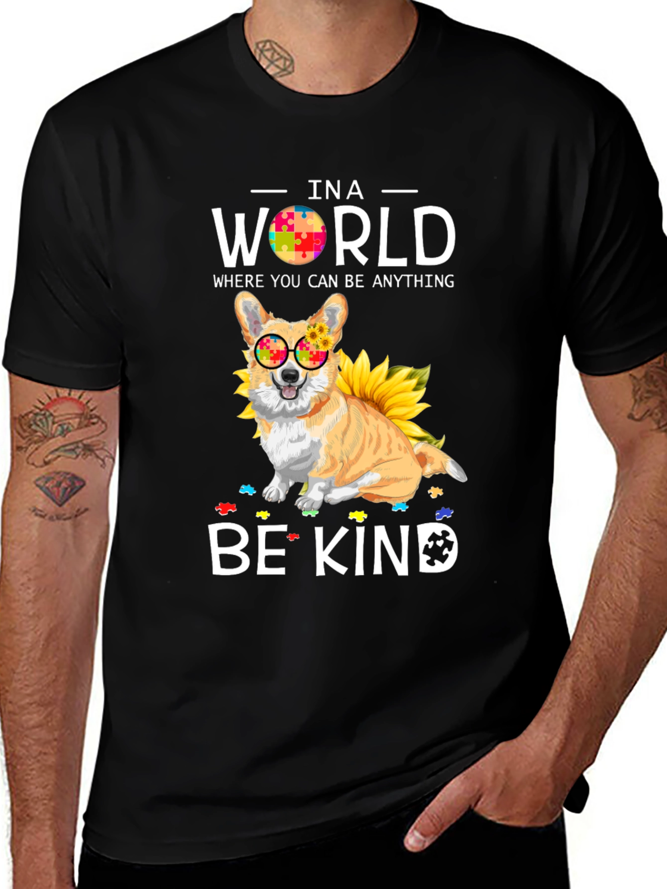 Variant 24 of Autism Awareness Corgi T-Shirt - Be Kind