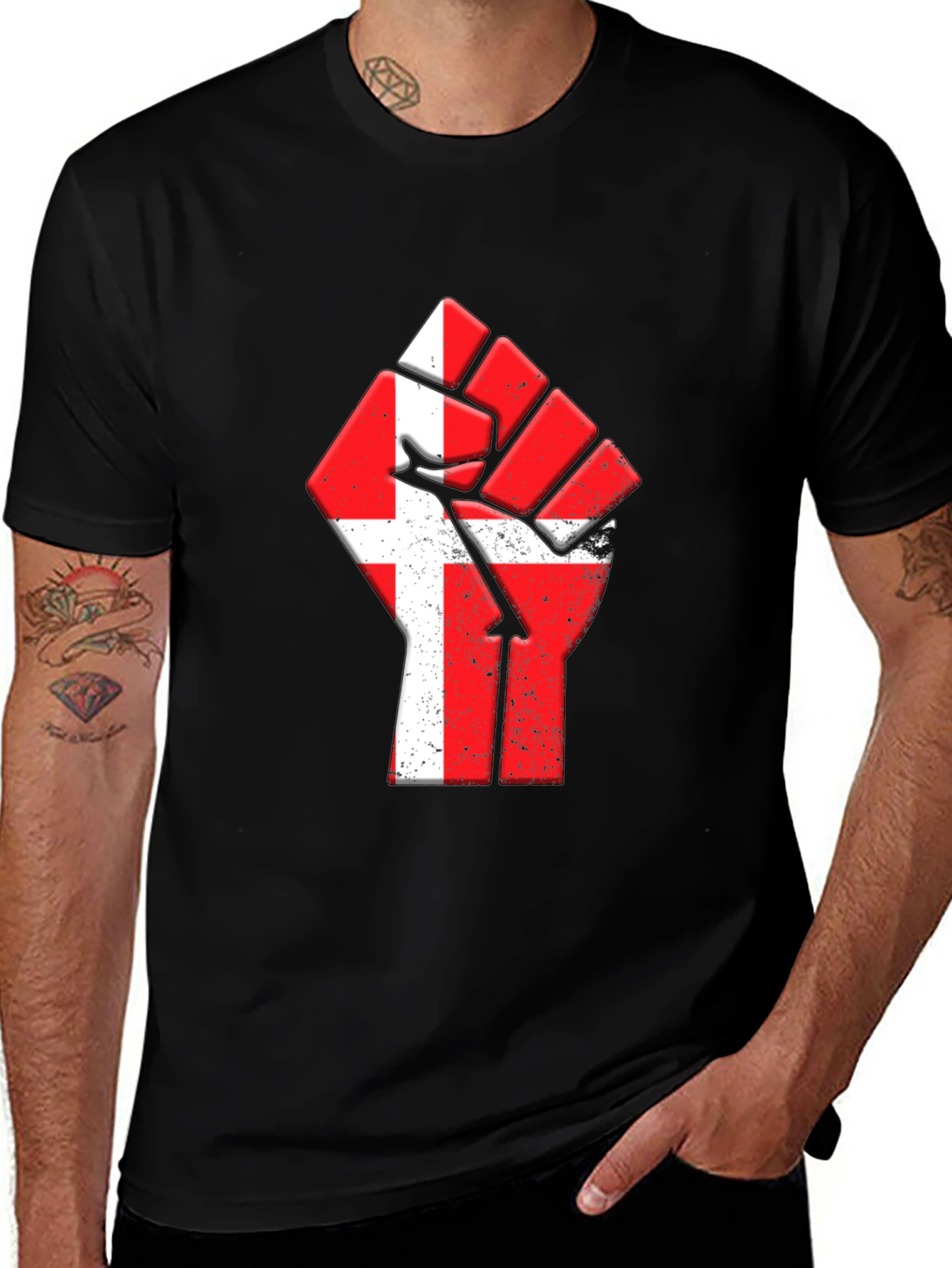 Danish Flag Fist T-Shirt - Denmark Pride
