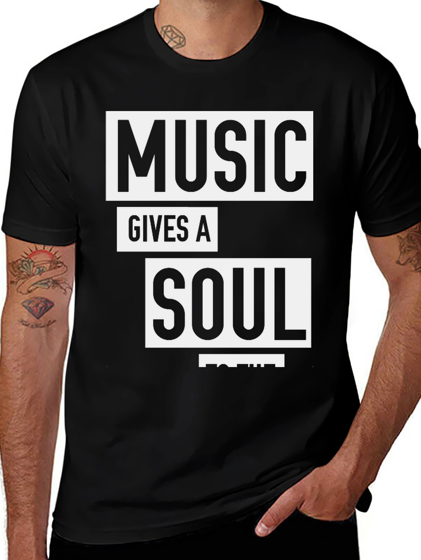 Variant 3 of Music Gives A Soul Black Graphic Tee