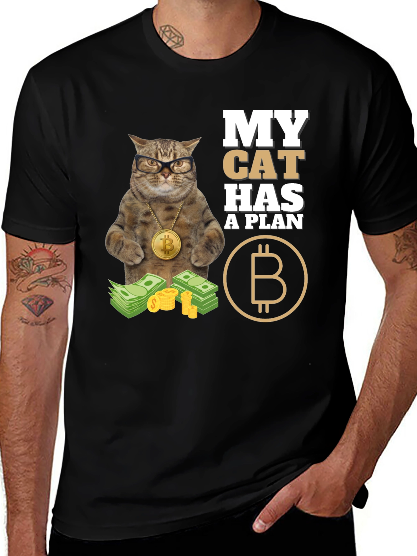 Variant 12 of My Cat Has A Plan Bitcoin T-Shirt