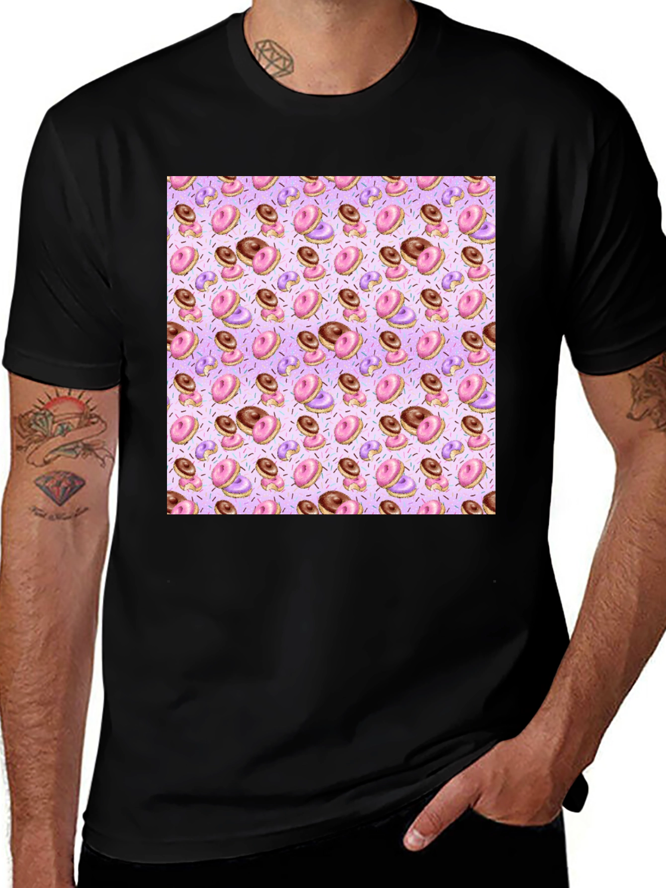 Variant 8 of Donut Pattern Black Tee