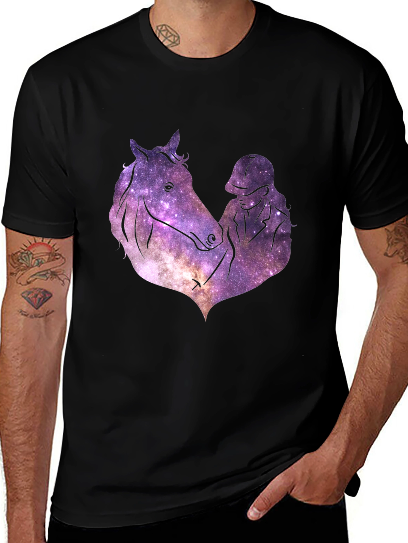 Galaxy Horse & Rider Tee - Unisex Black T-Shirt