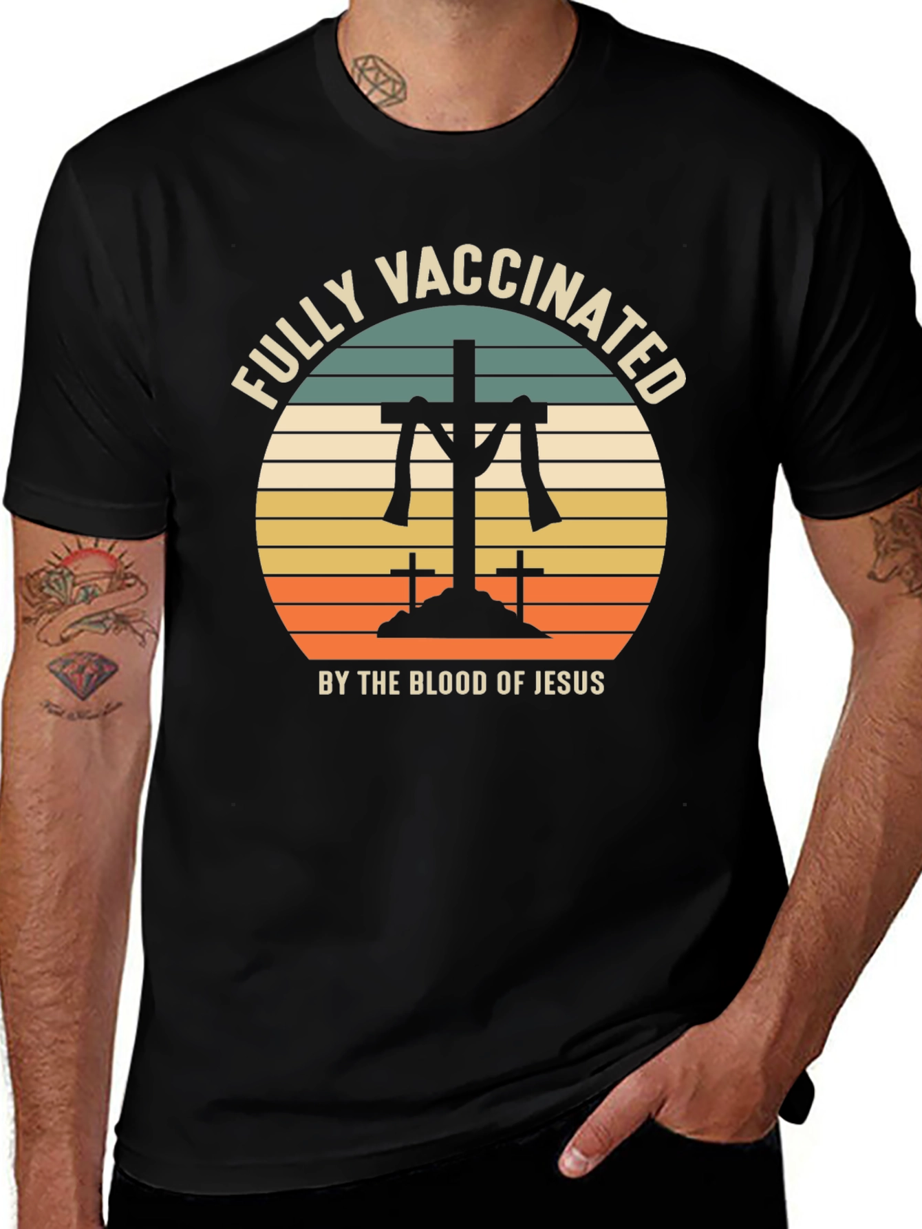 Variant 29 of Fully Vaccinated by The Blood of Jesus Graphic T-Shirt