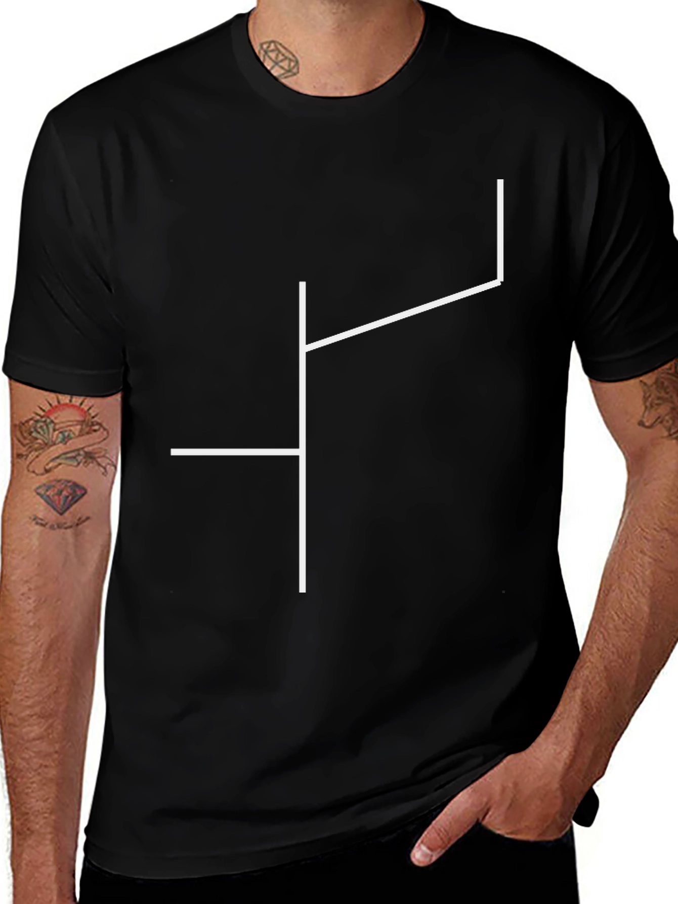 Variant 2 of Geometric Line Design Black T-Shirt