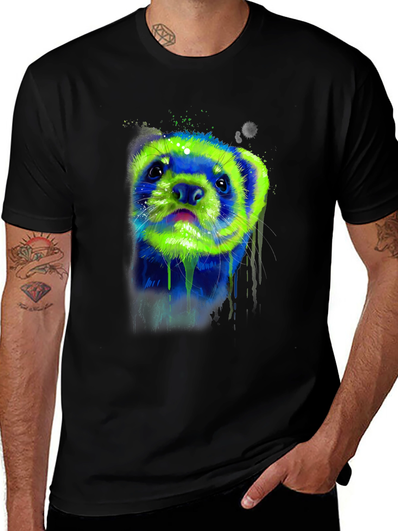 Variant 29 of Neon Ferret Graphic T-Shirt - Cool Animal Tee