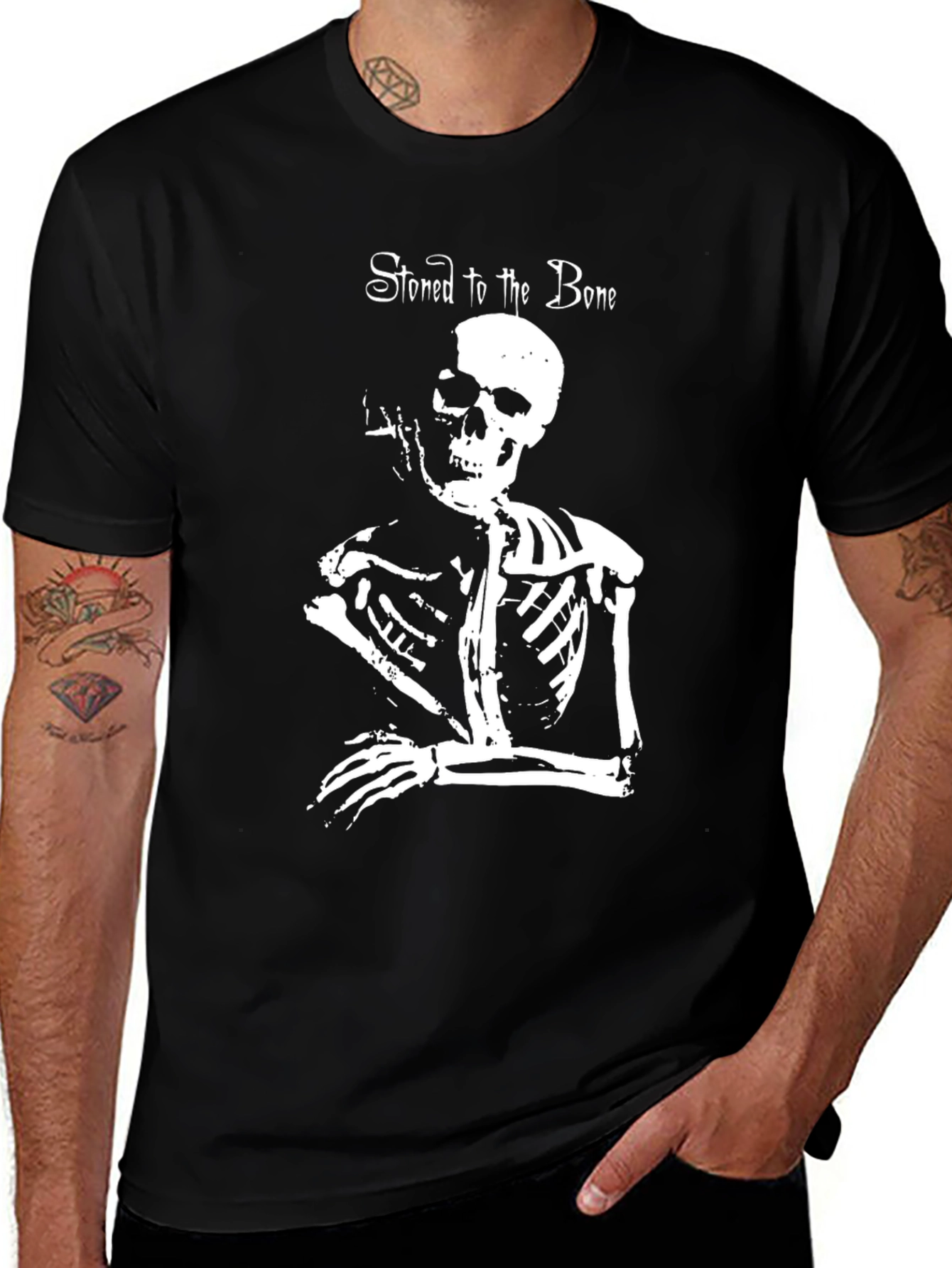 Variant 22 of Stoned to the Bone T-Shirt - Skull Skeleton Graphic Tee