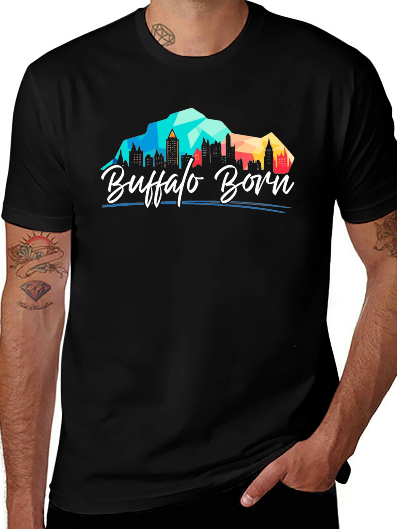 Variant 24 of Buffalo Born Graphic Tee - Black Cotton T-Shirt