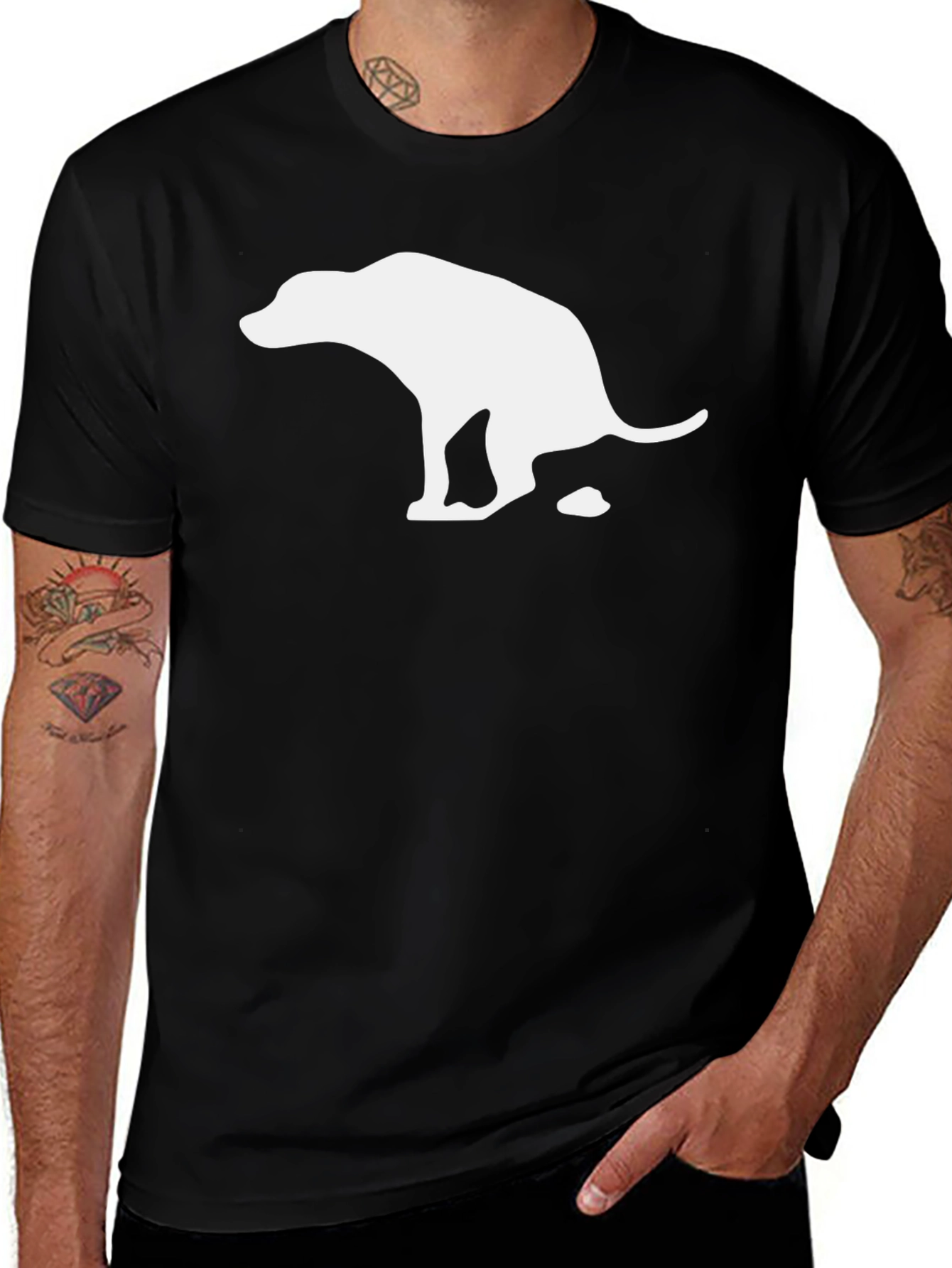 Variant 13 of Funny Dog Poop T-Shirt - Black Cotton Tee