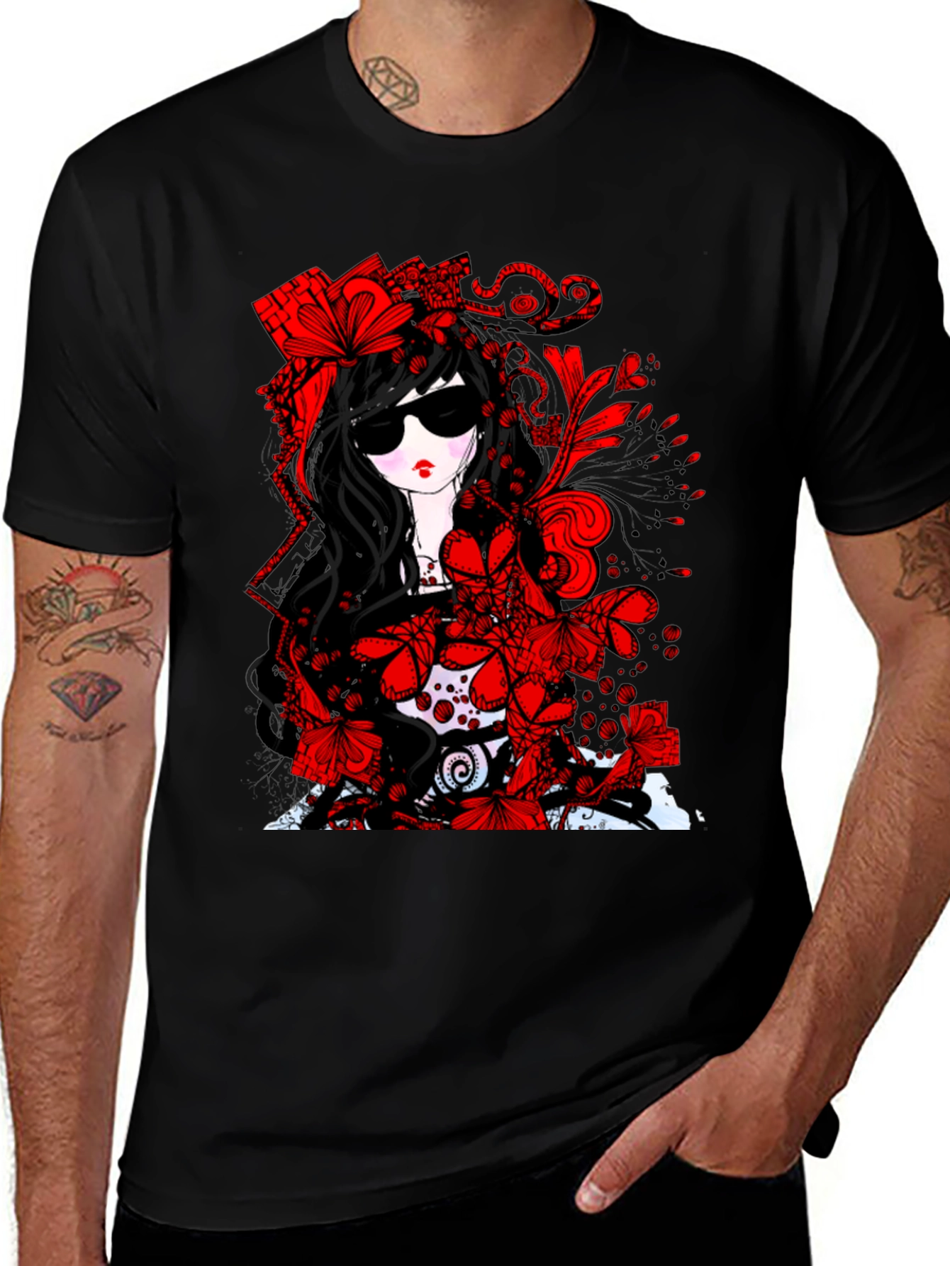 Variant 8 of Gothic Floral T-Shirt - Dark & Stylish