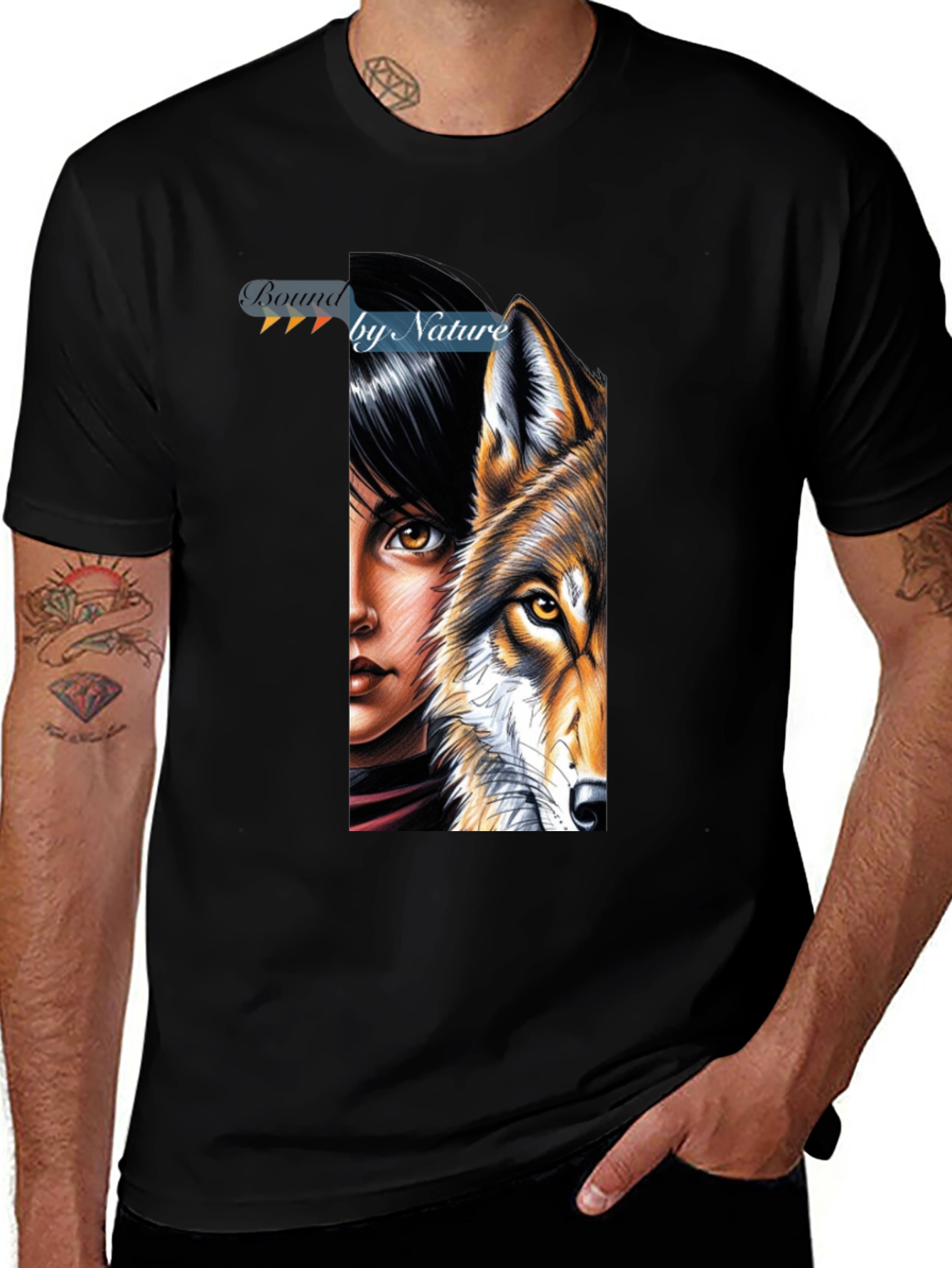 Variant 2 of Bound by Nature T-Shirt - Wolf & Woman Graphic Tee