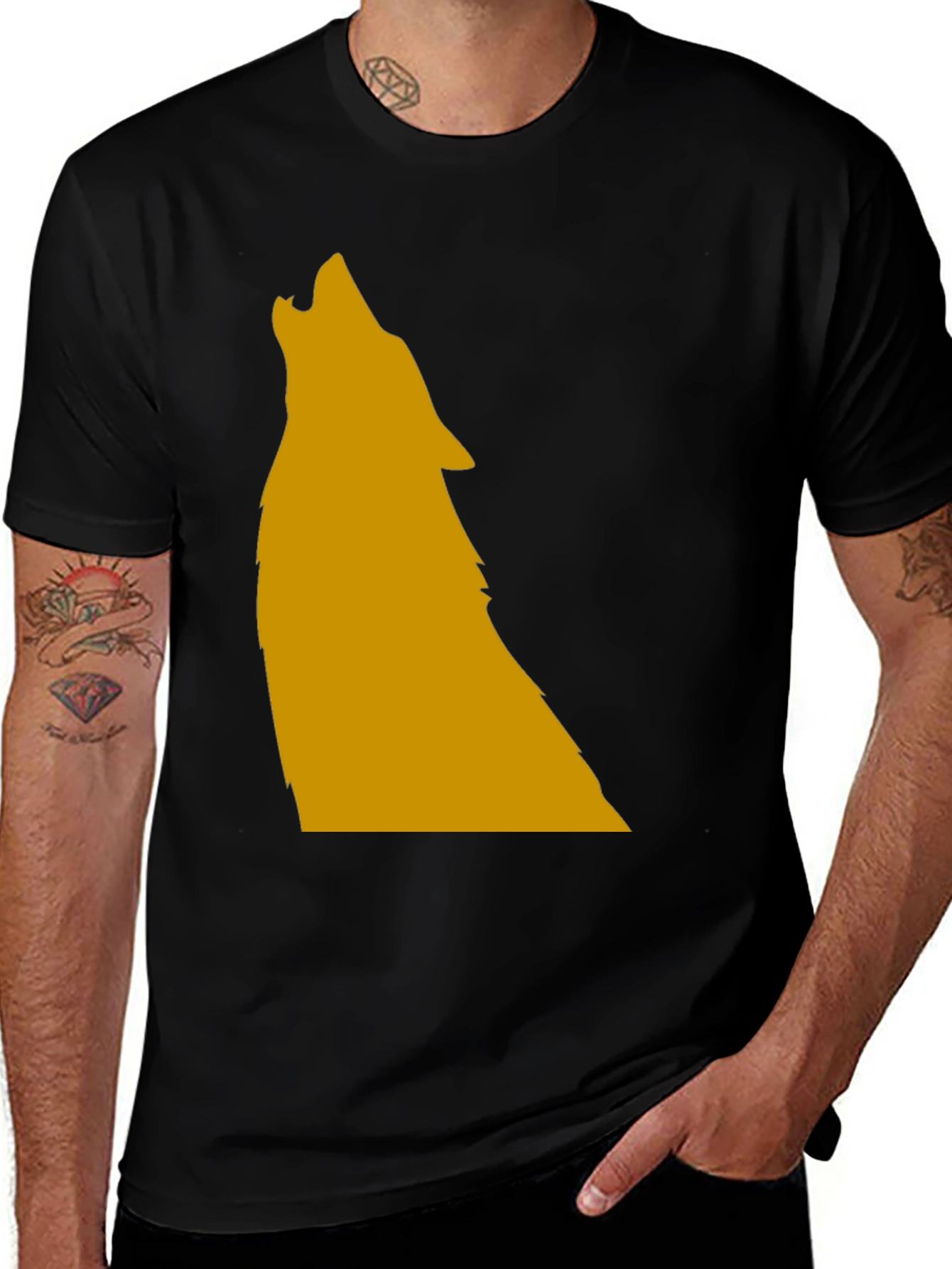 Variant 22 of Howling Wolf Graphic Tee - Black