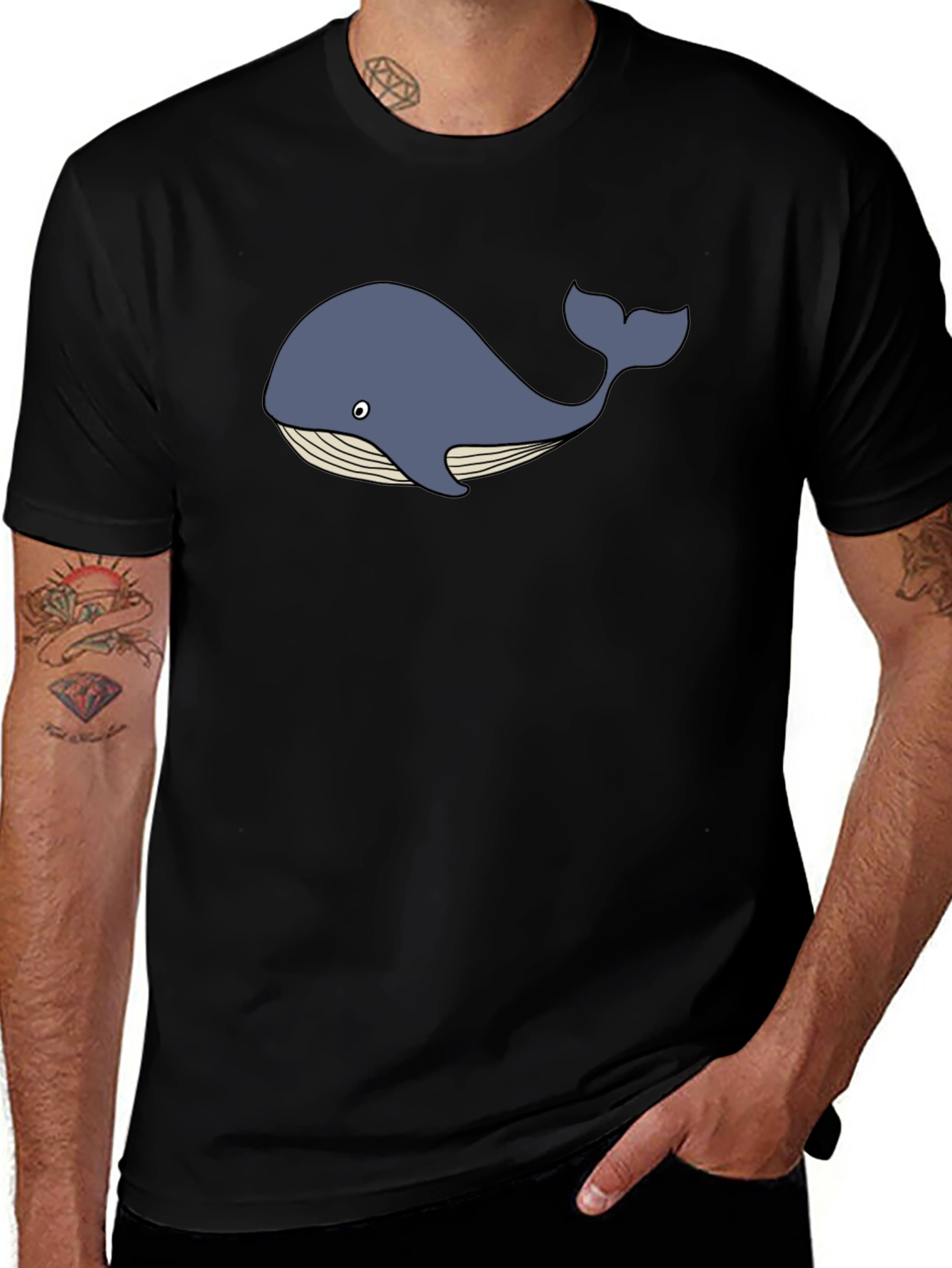 Variant 10 of Whale Graphic Print Black T-Shirt