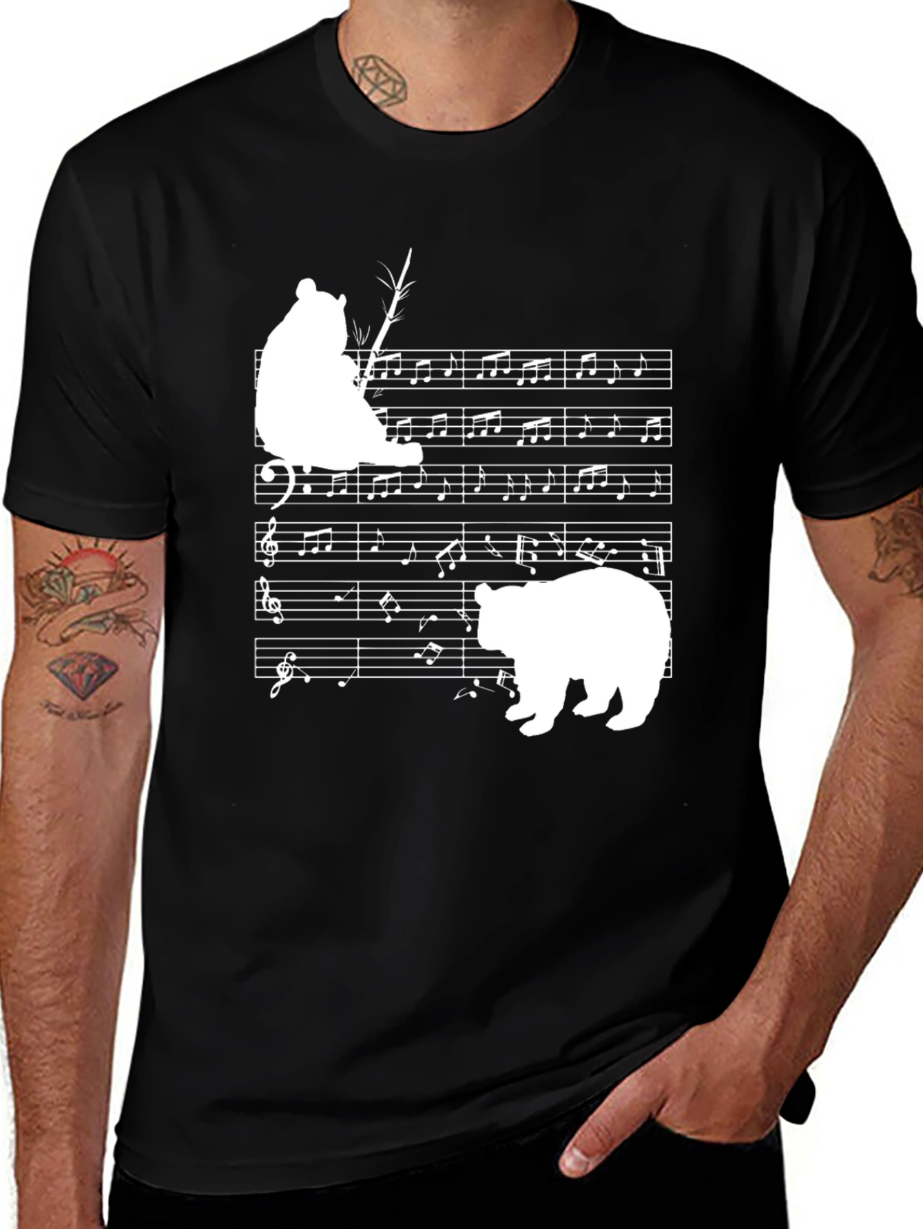 Variant 12 of Musical Bear Black T-Shirt