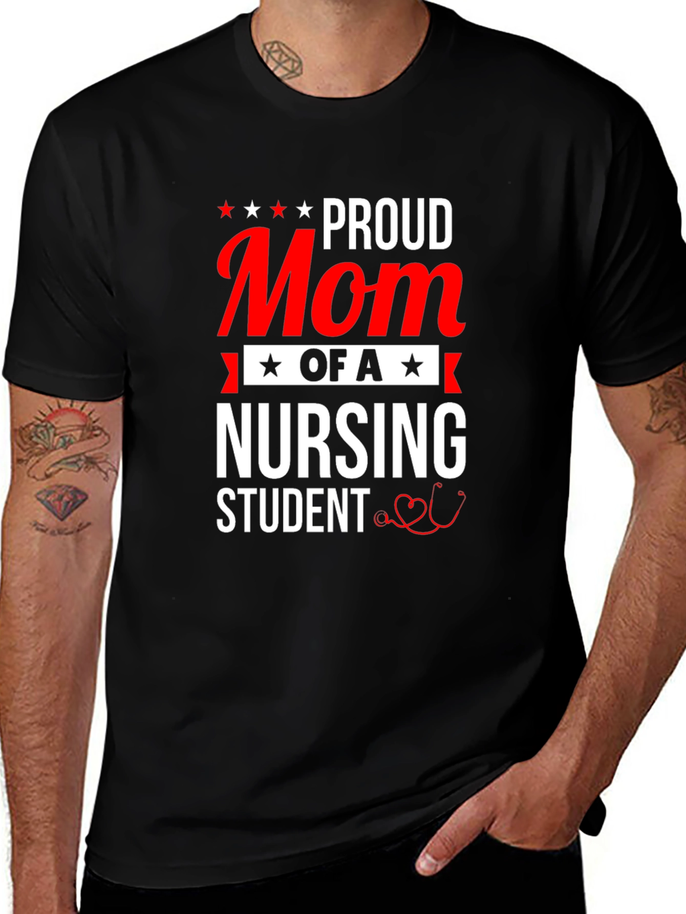 Variant 29 of Proud Mom of a Nursing Student Black T-Shirt