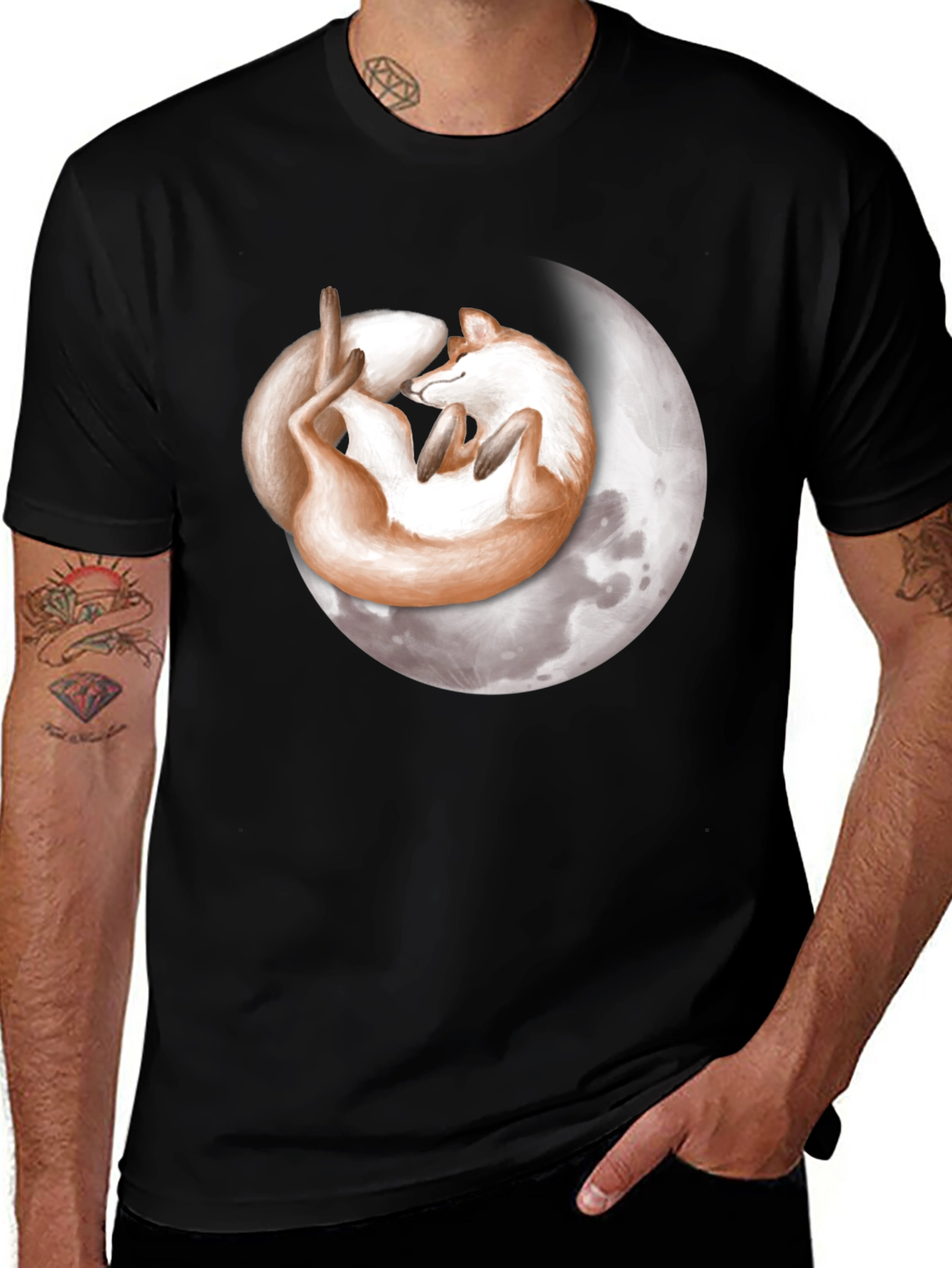 Variant 3 of Dreamy Fox Moon Graphic T-Shirt