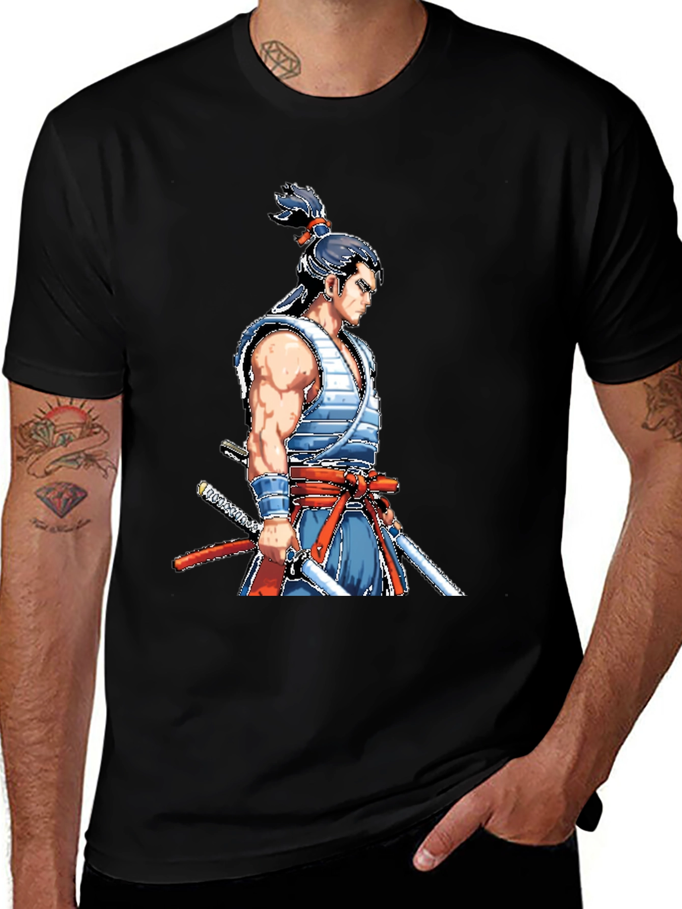 Variant 29 of Samurai Warrior Graphic Tee - Classic Black Cotton Shirt