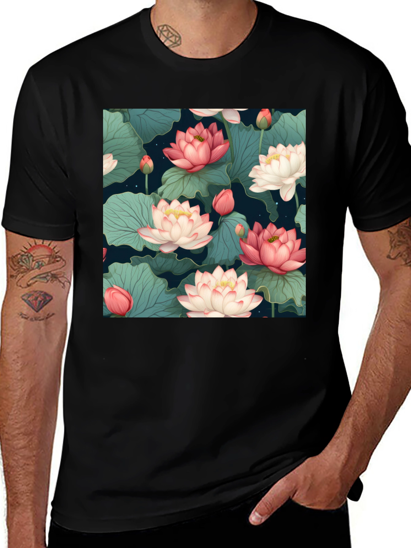Variant 10 of Lotus Floral Print T-Shirt