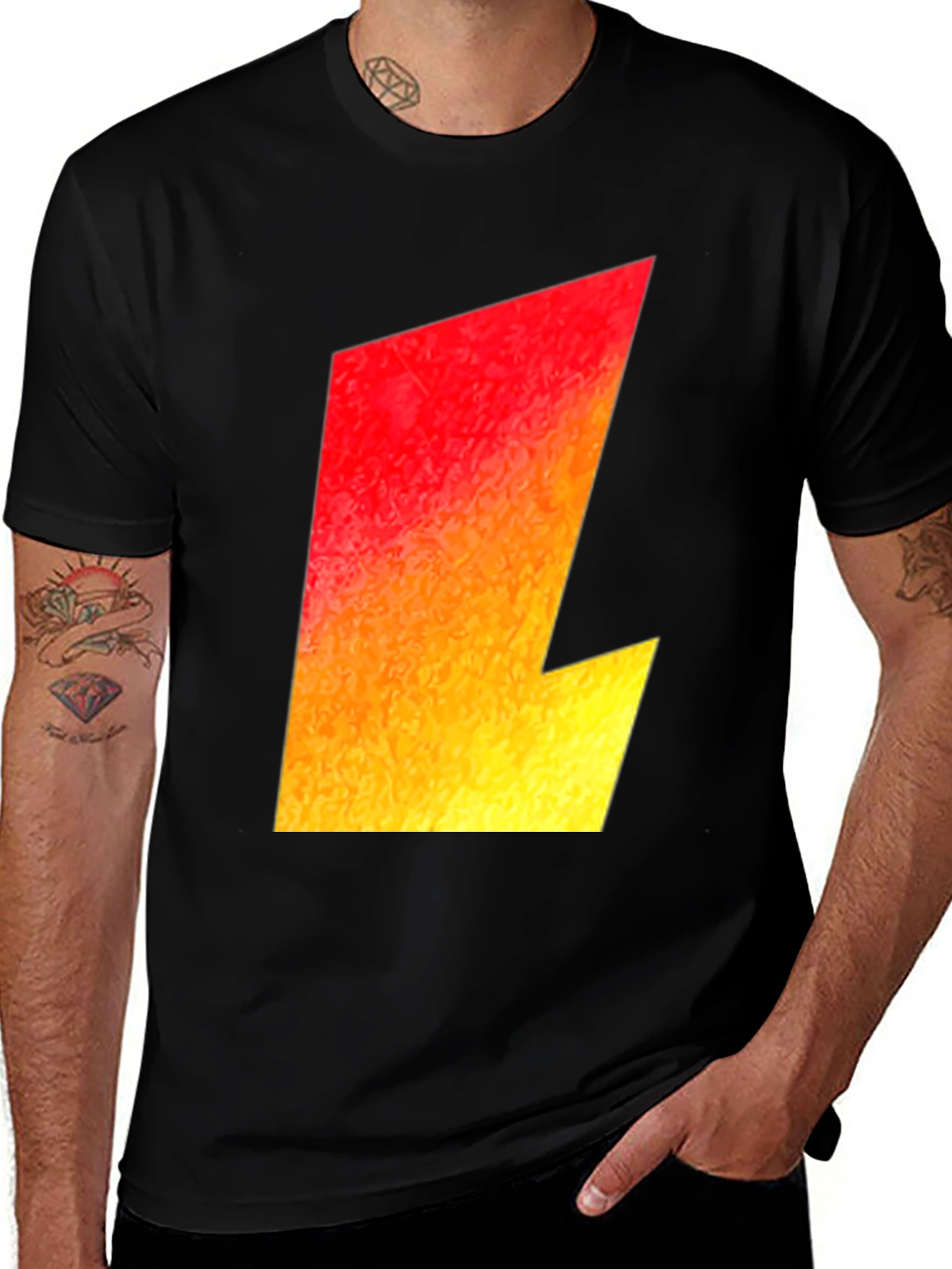 Variant 24 of Bold Lightning Bolt Graphic Tee - Red & Yellow