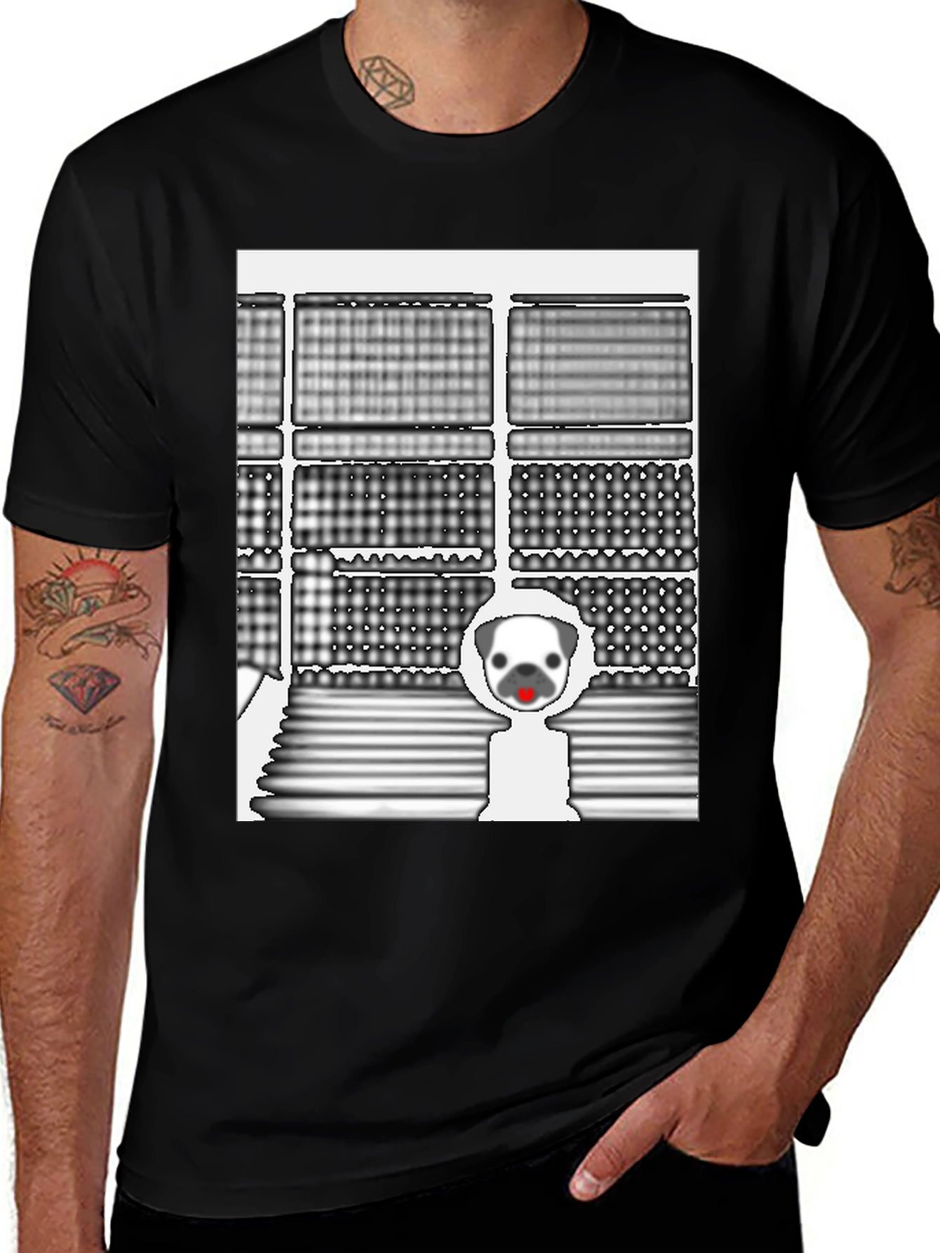Variant 9 of Pug Life Men's Black Graphic Tee
