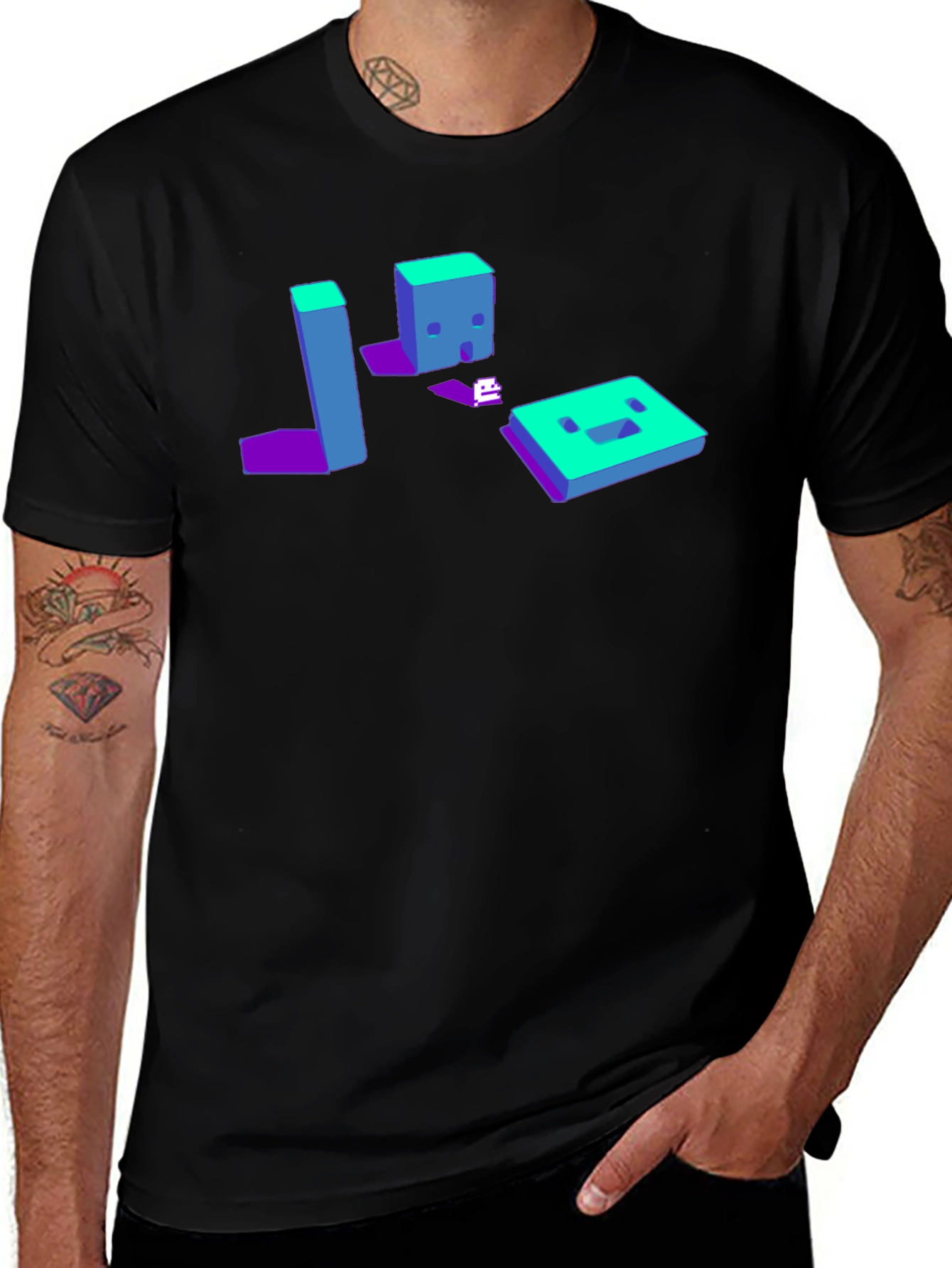 Variant 17 of Geometric Graphic Print Black T-Shirt