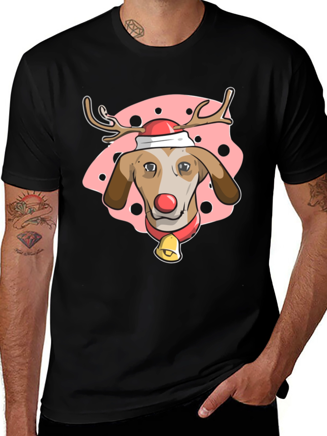 Variant 30 of Festive Dog Reindeer T-Shirt - Holiday Cheer!