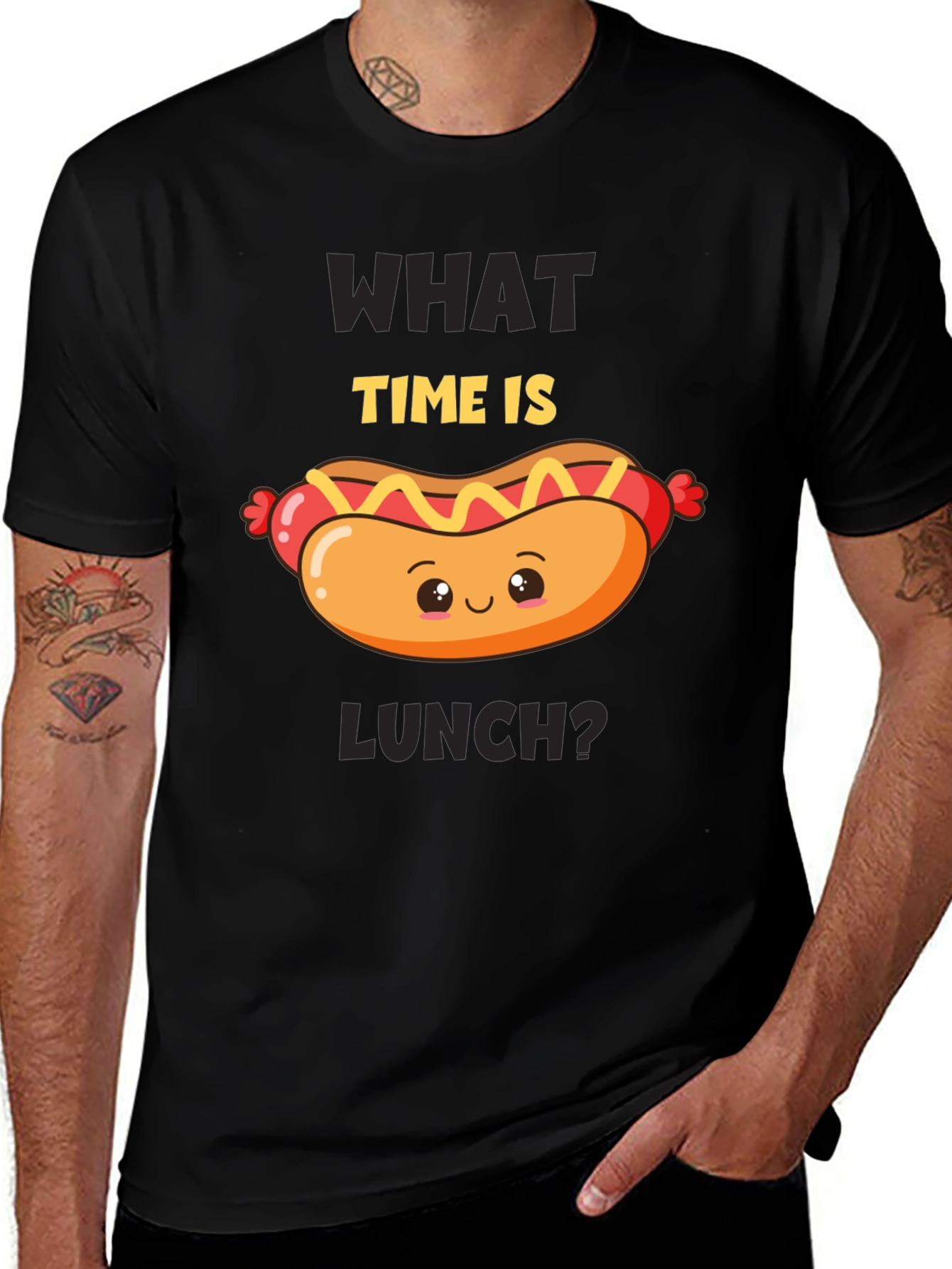 Variant 30 of Funny Hot Dog T-Shirt - What Time Is Lunch?