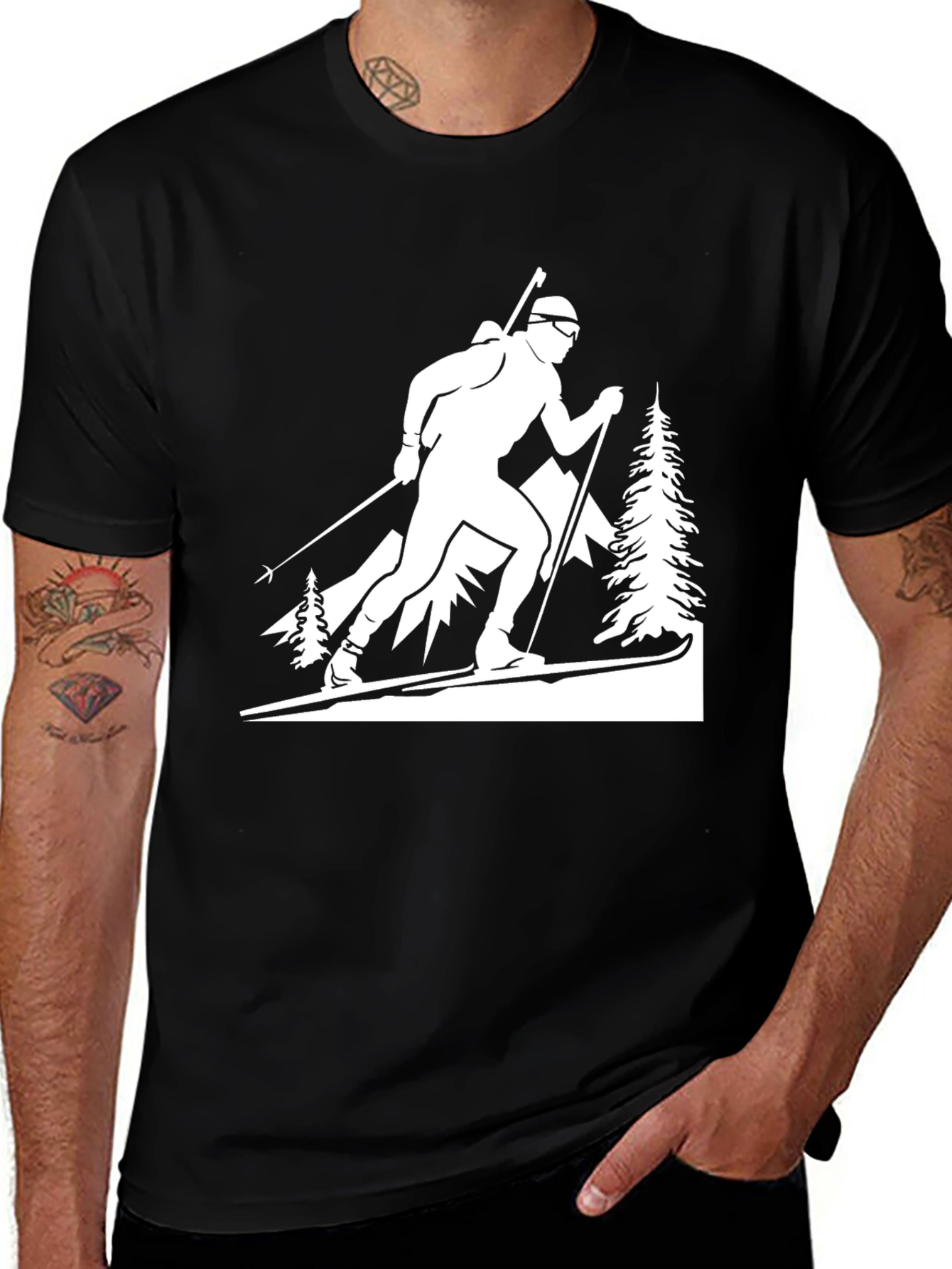 Biathlon Skier Graphic Tee - Black