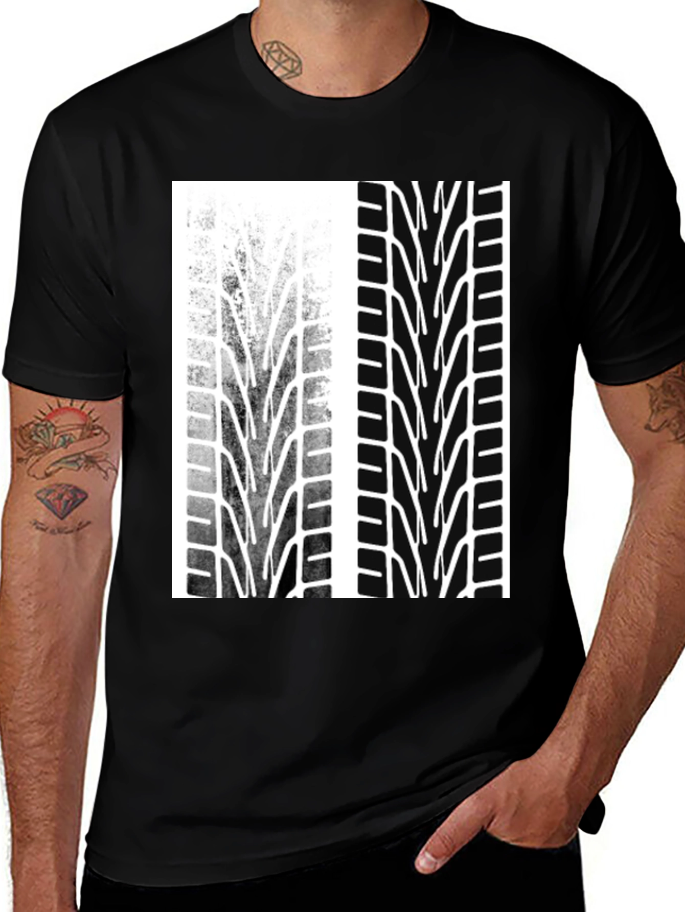 Tire Track Graphic Tee - Motorsport Style