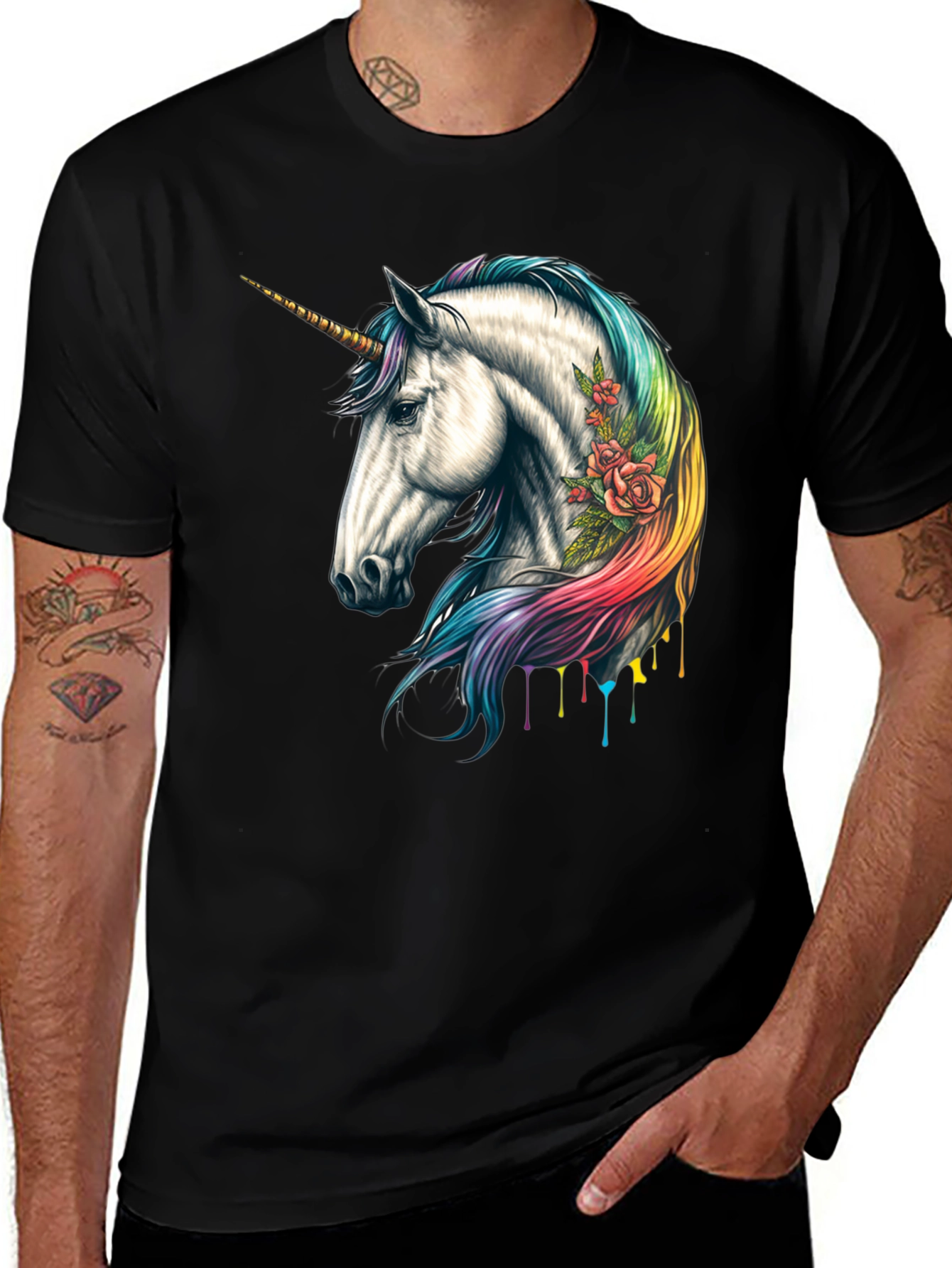 Variant 6 of Unicorn Graphic Tee - Men's Black T-Shirt