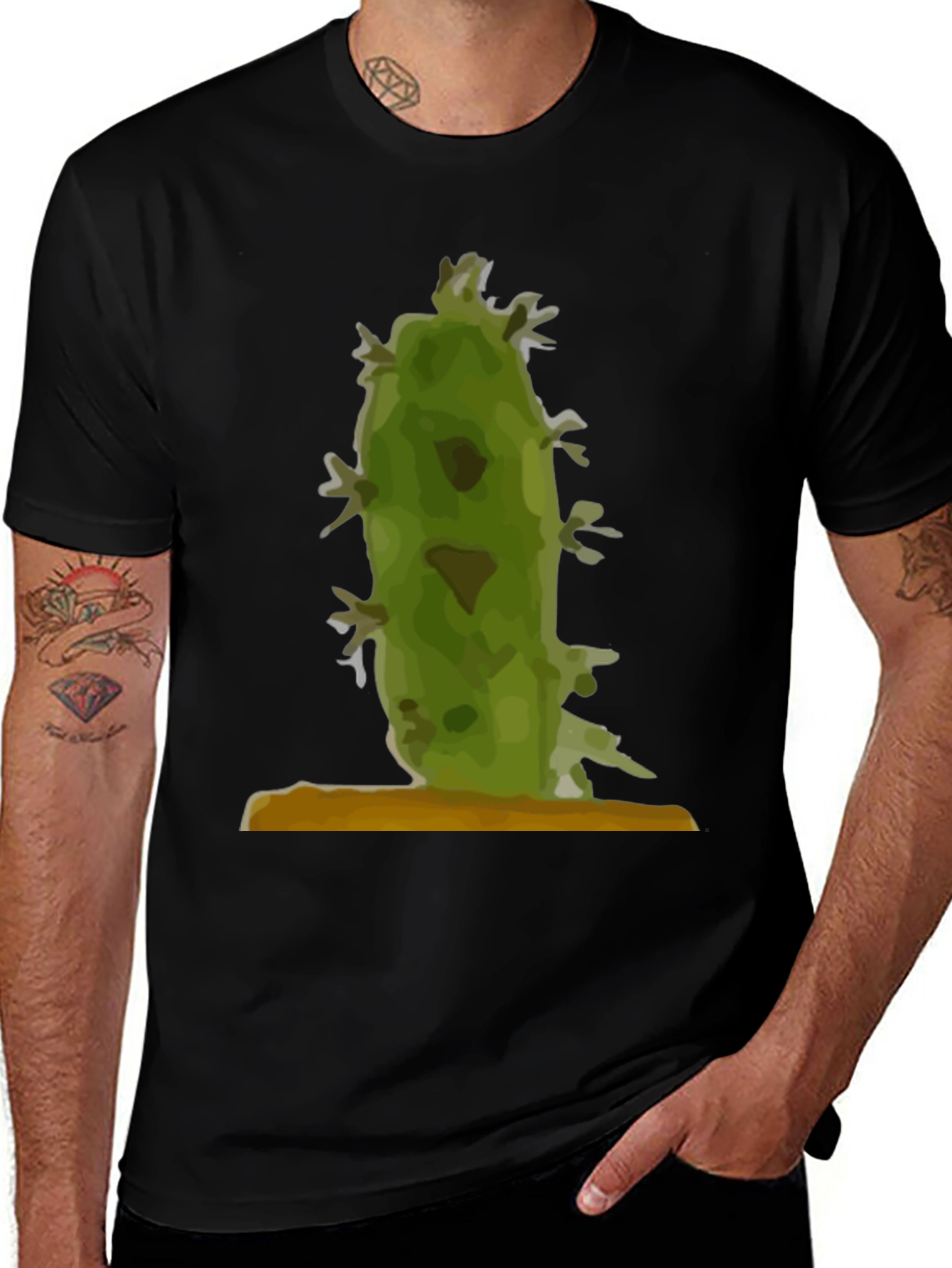 Variant 3 of Cactus Graphic Black T-Shirt - Desert Style