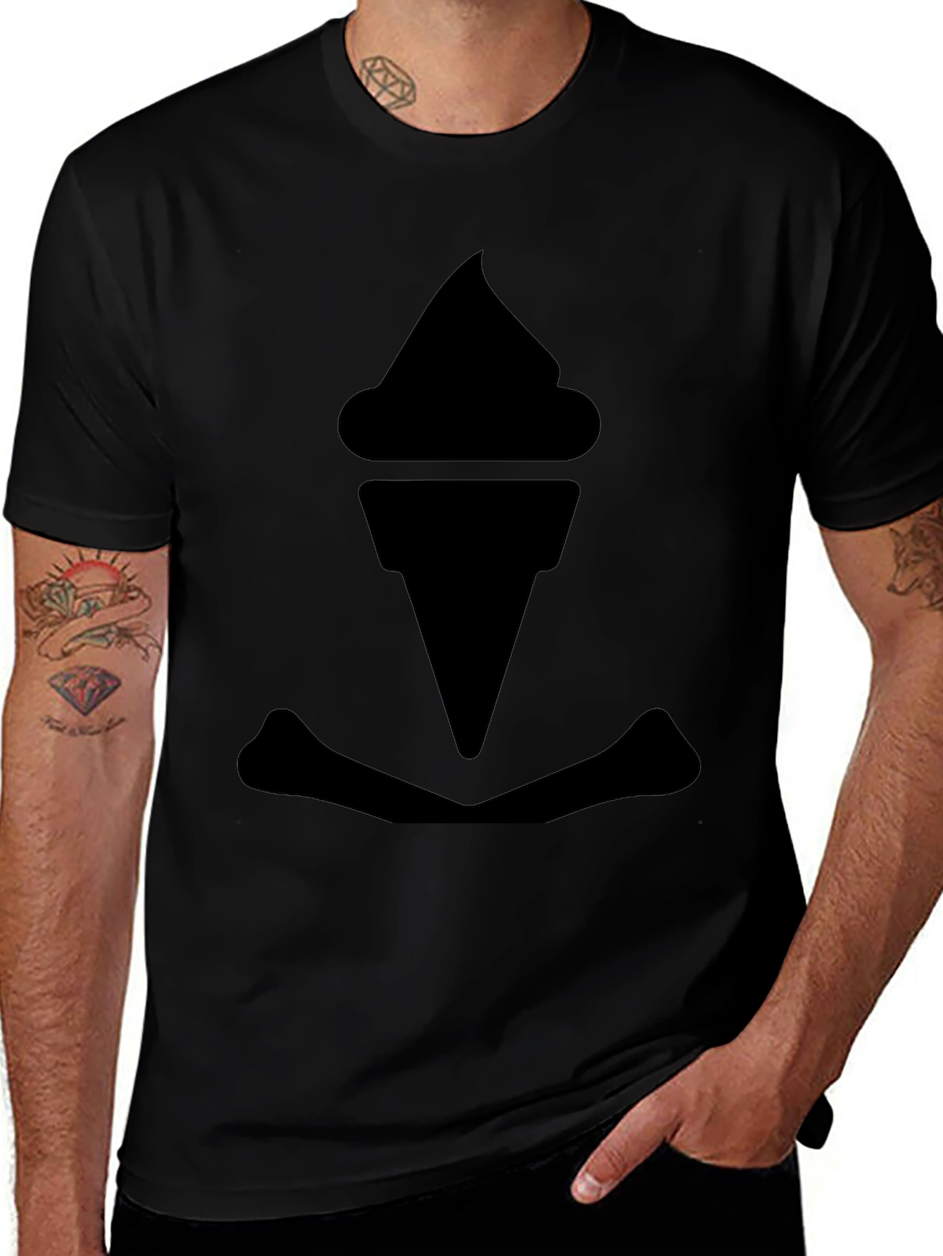 Variant 9 of Ice Cream Cone and Bone Black Graphic T-Shirt