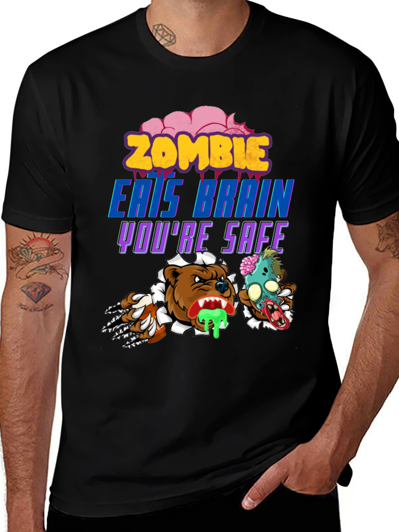 Variant 18 of Zombie Eats Brain Funny Graphic Tee