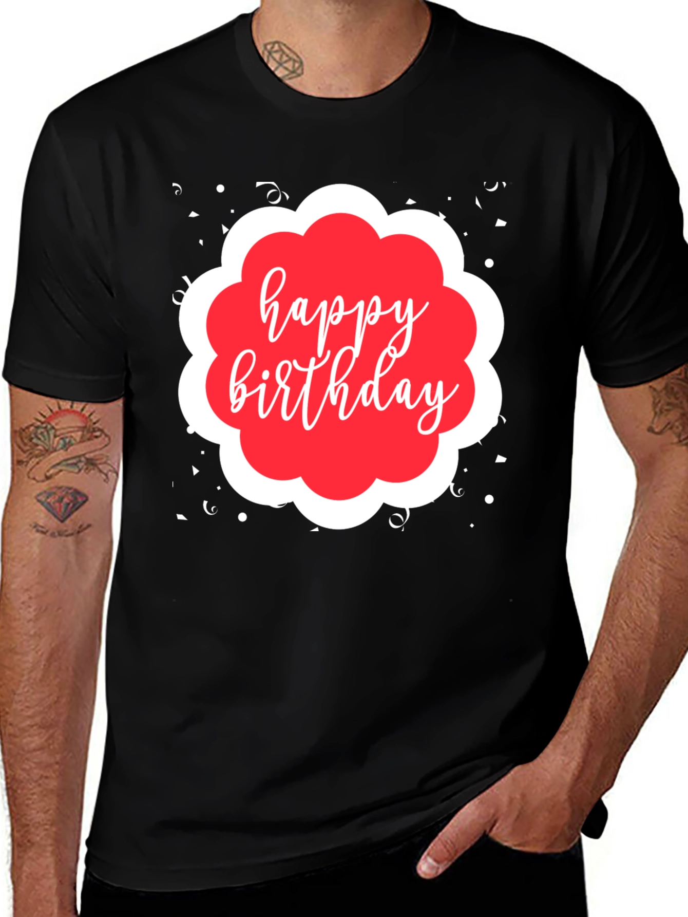 Happy Birthday Black Graphic T-Shirt