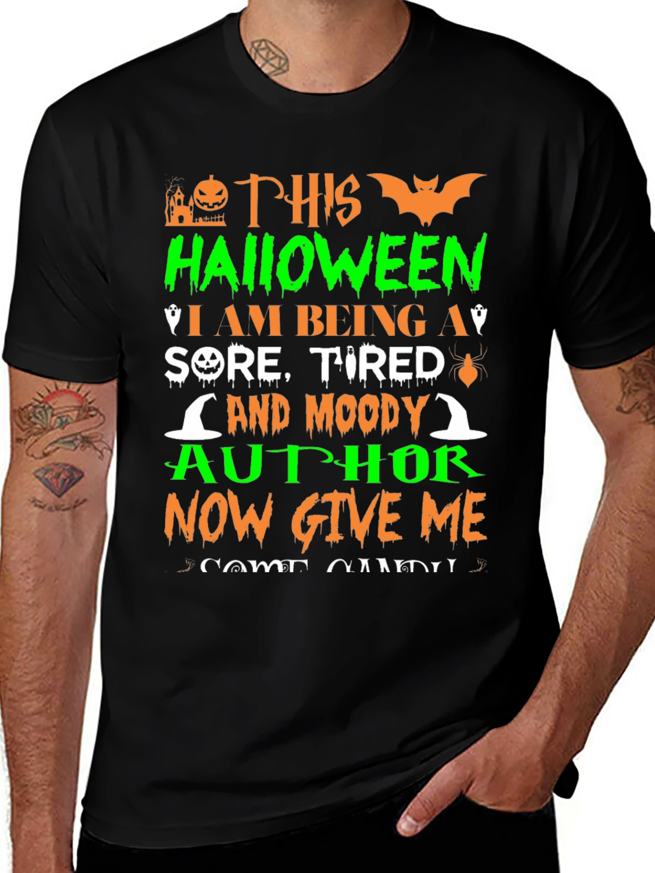Black Funny Halloween Author T-Shirt main image