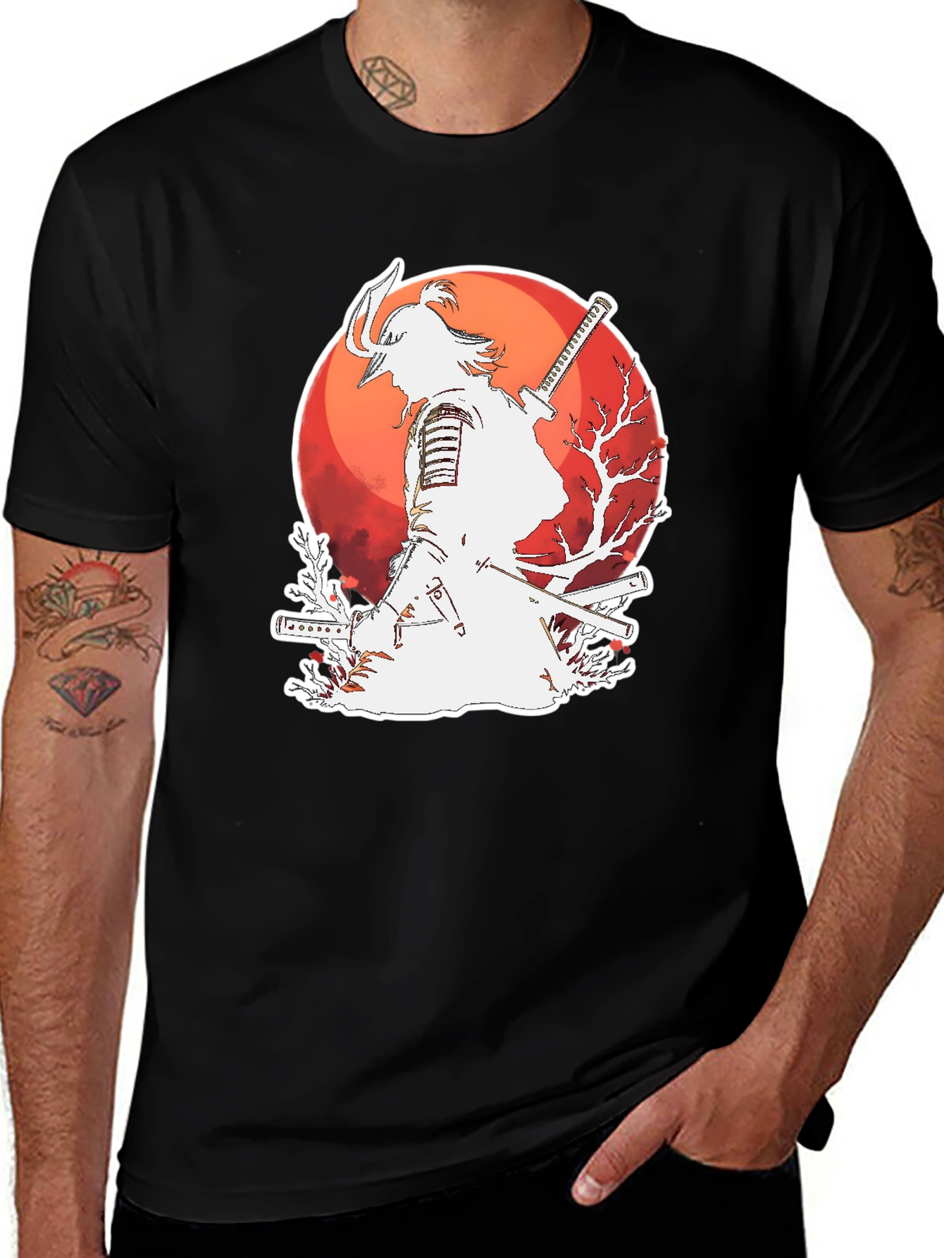 Variant 3 of Samurai Warrior Graphic T-Shirt - Men's Black Tee